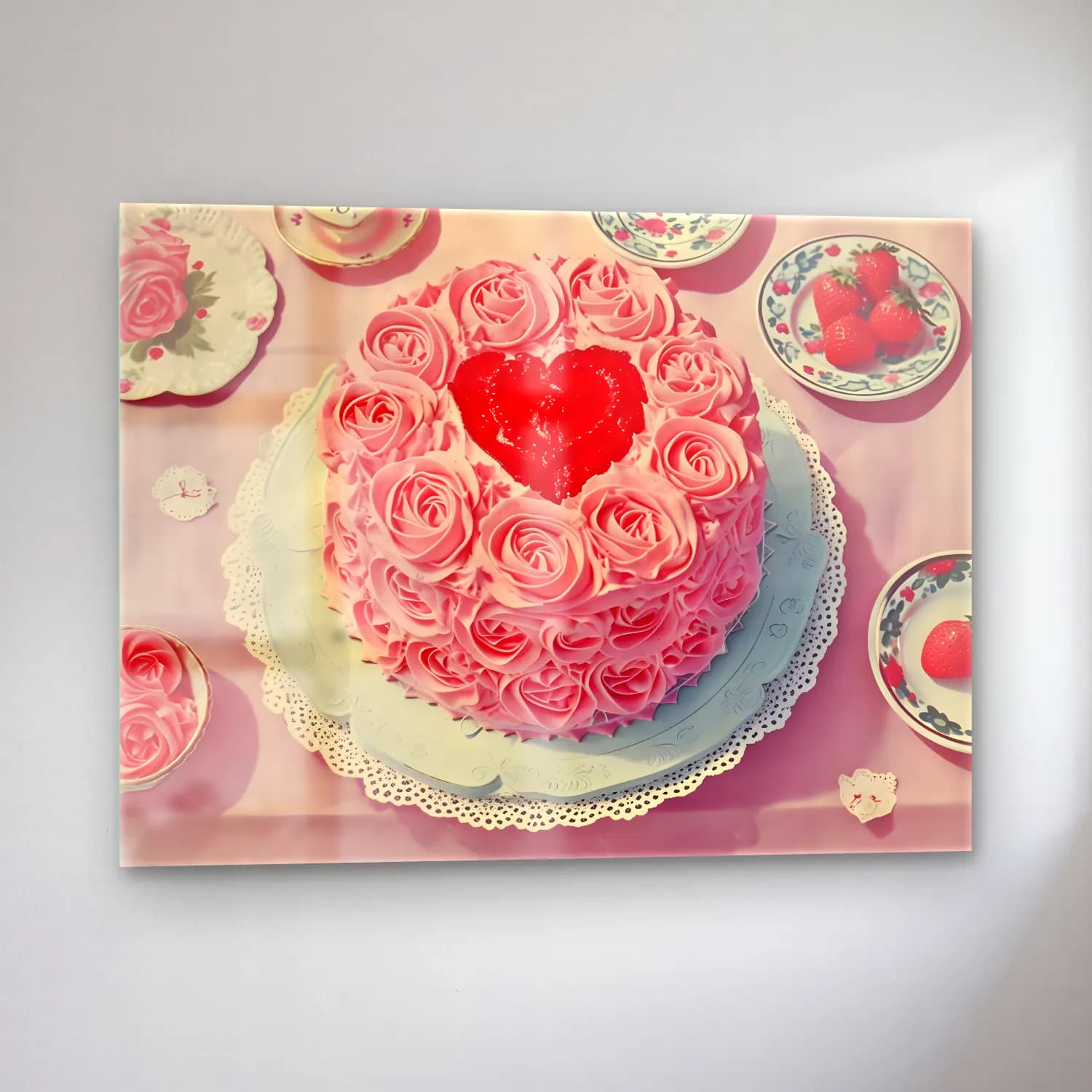 Pastel Tatlılar No. 9 cam tablo — sol açıdan görünüm