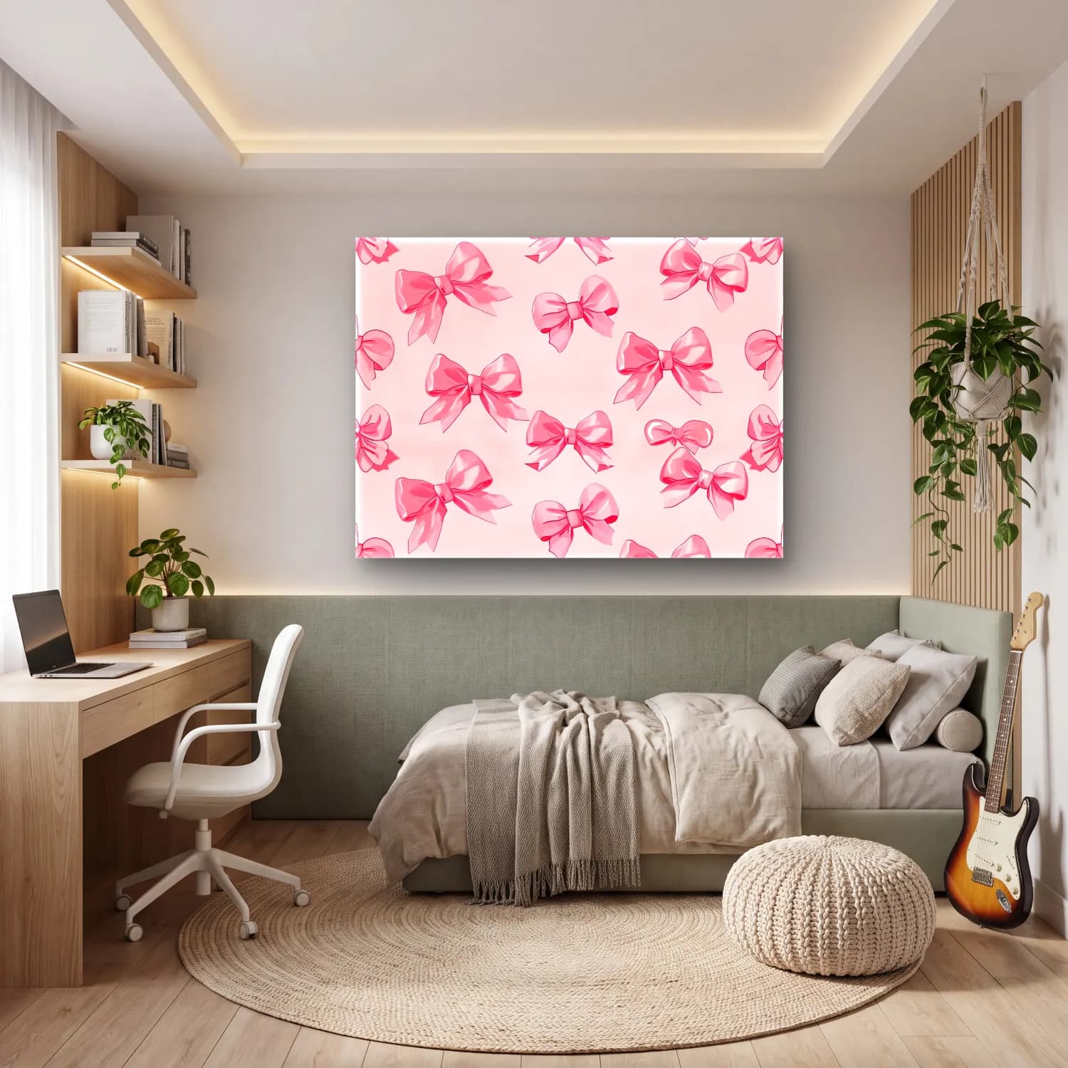 Pastel Fiyonk No. 21 cam tablo — genç odasında