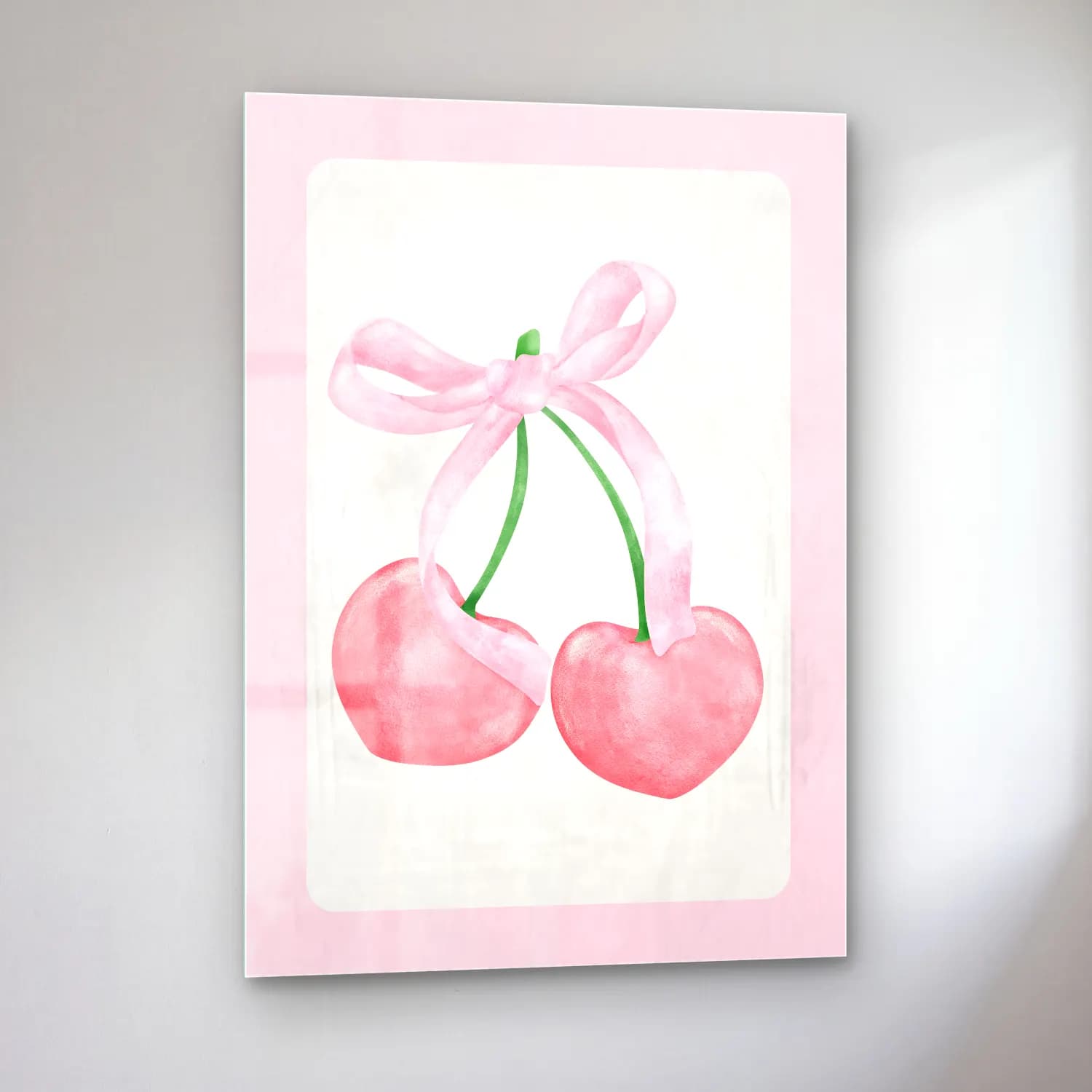Pastel Kirazlar No. 7 cam tablo — sol açıdan görünüm