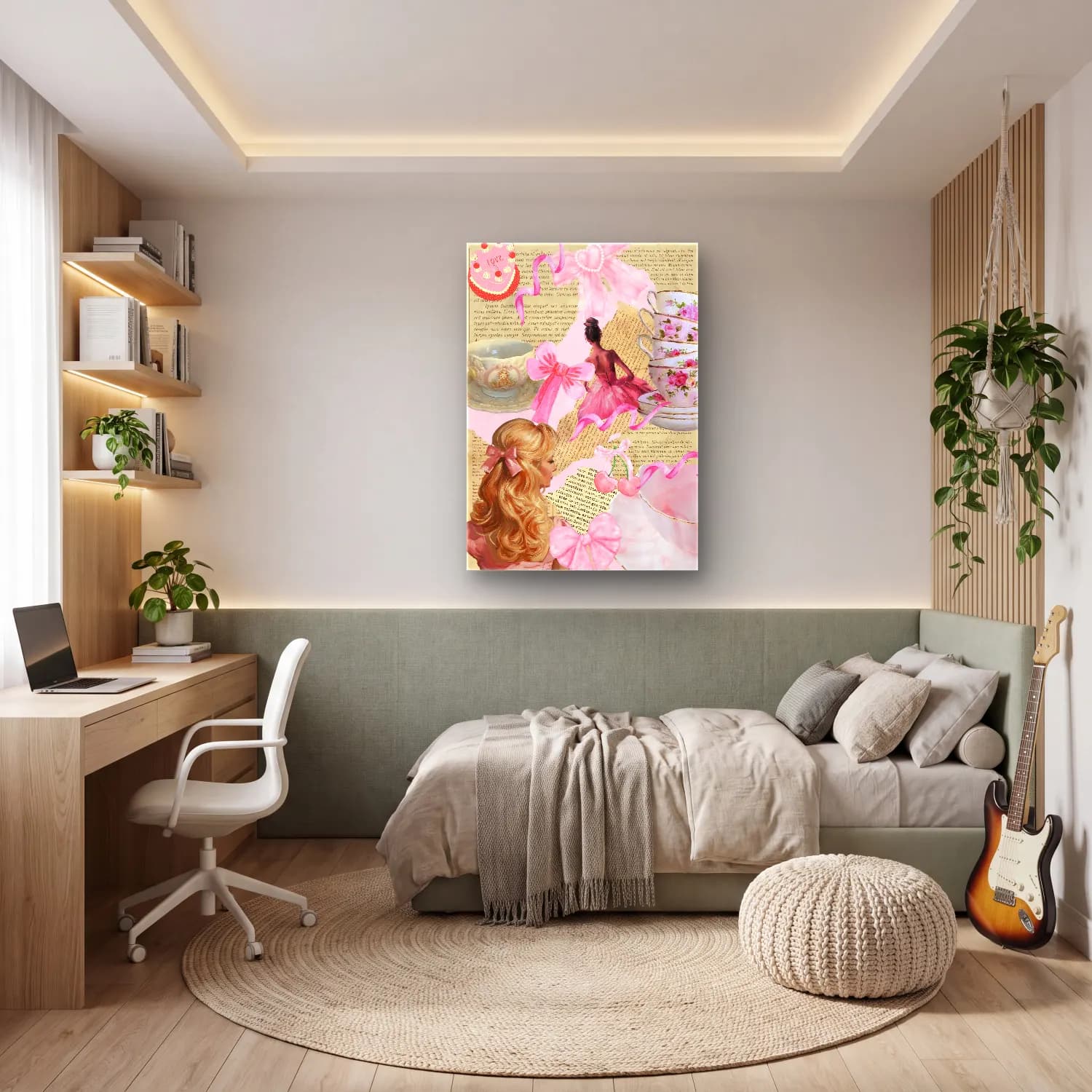 Pastel Çay Fincanı No. 2 cam tablo — genç odasında