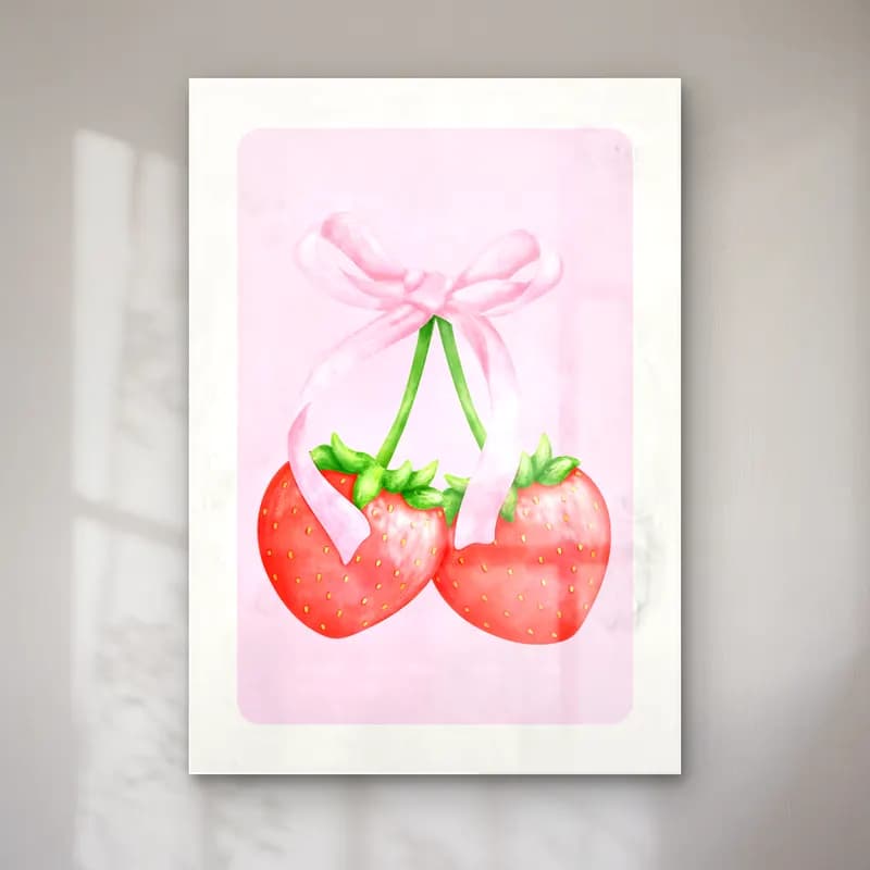Pastel Çilekler No. 5 cam tablo — Pastel Çilekler No. 5 — pastel çilekler