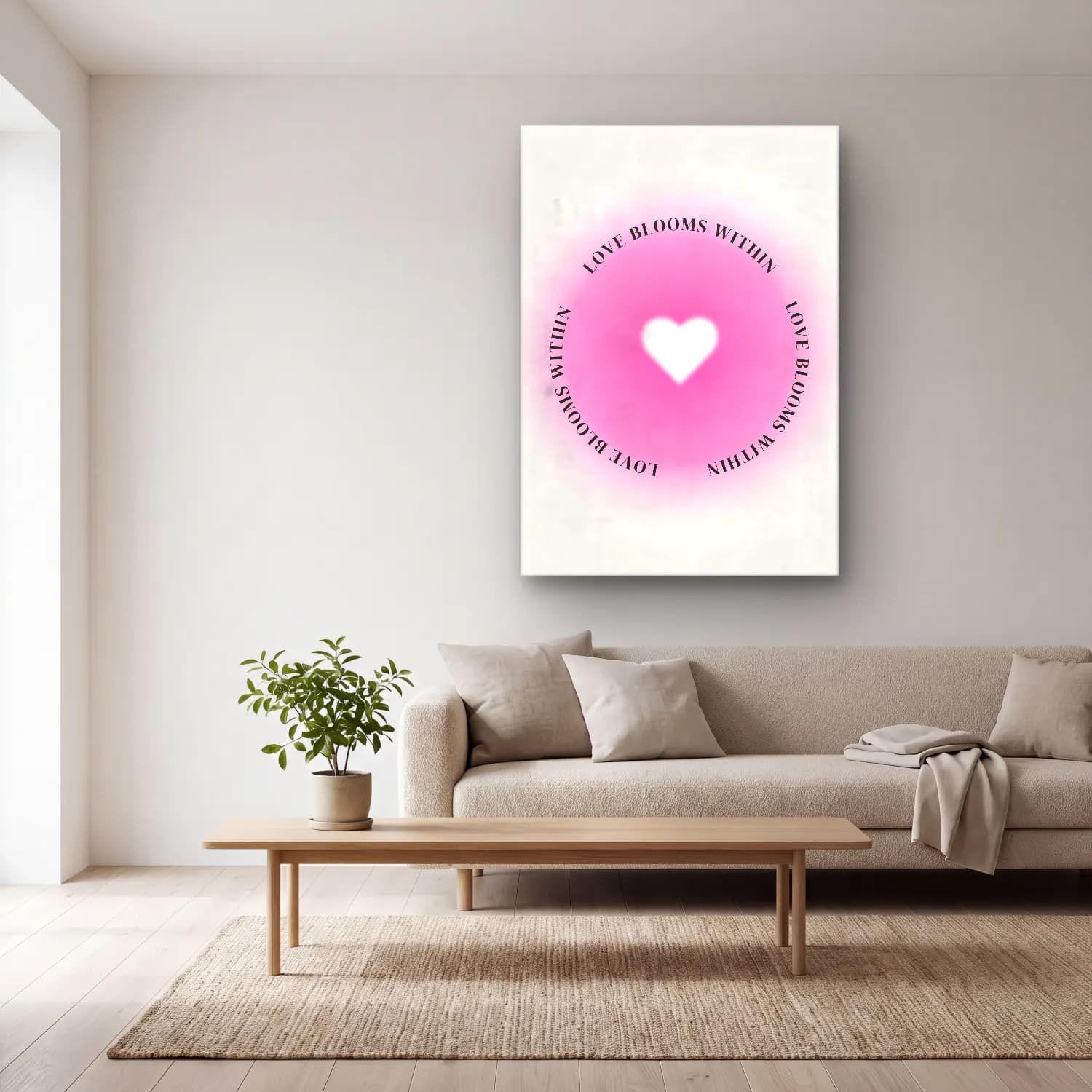 Pastel Söz Posteri No. 37 cam tablo — açık renk salonda