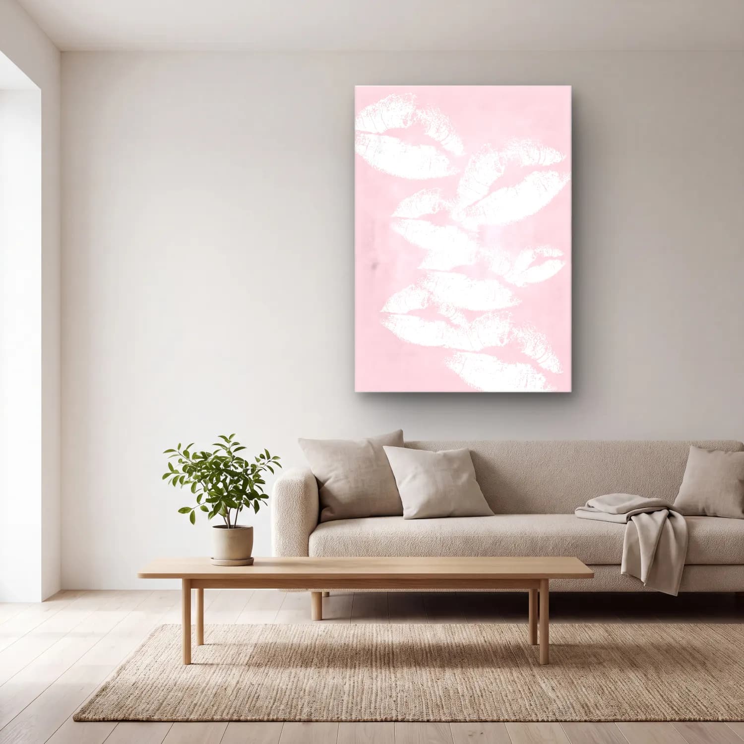 Pastel Çiçek Deseni No. 51 cam tablo — açık renk salonda