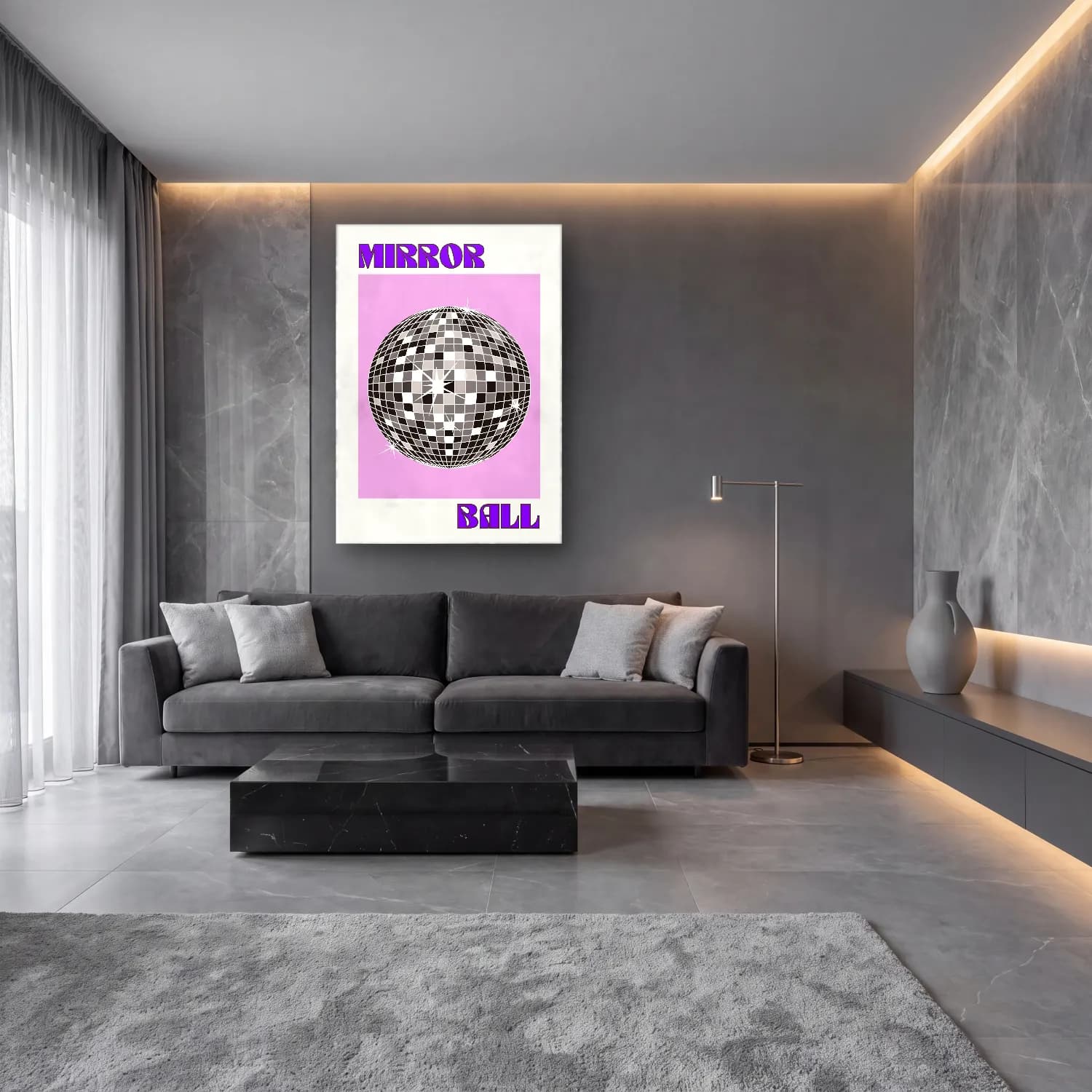 Retro Dama Deseni No. 11 cam tablo — lüks salon duvarında
