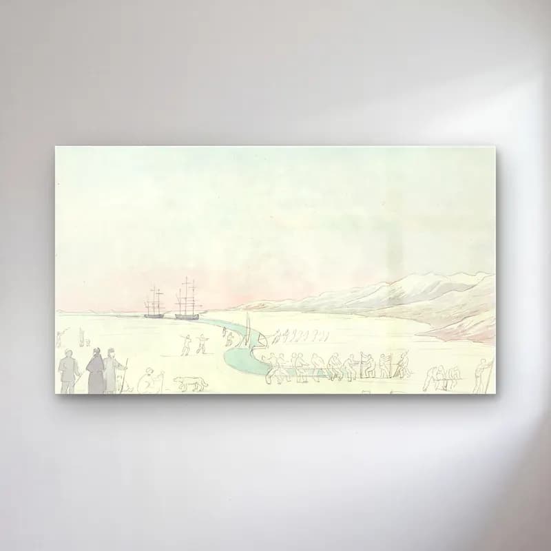 Charles Hamilton Smith – H.M.S. Hecla & Griper cam tablo — Charles Hamilton Smith – H.M.S. Hecla & Griper — vintage liman ve tekneler