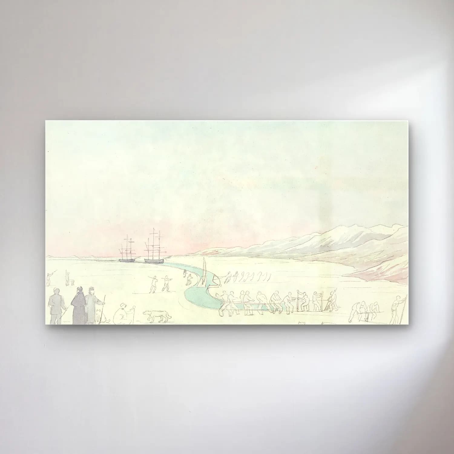 Charles Hamilton Smith – H.M.S. Hecla & Griper cam tablo — Charles Hamilton Smith – H.M.S. Hecla & Griper — vintage liman ve tekneler