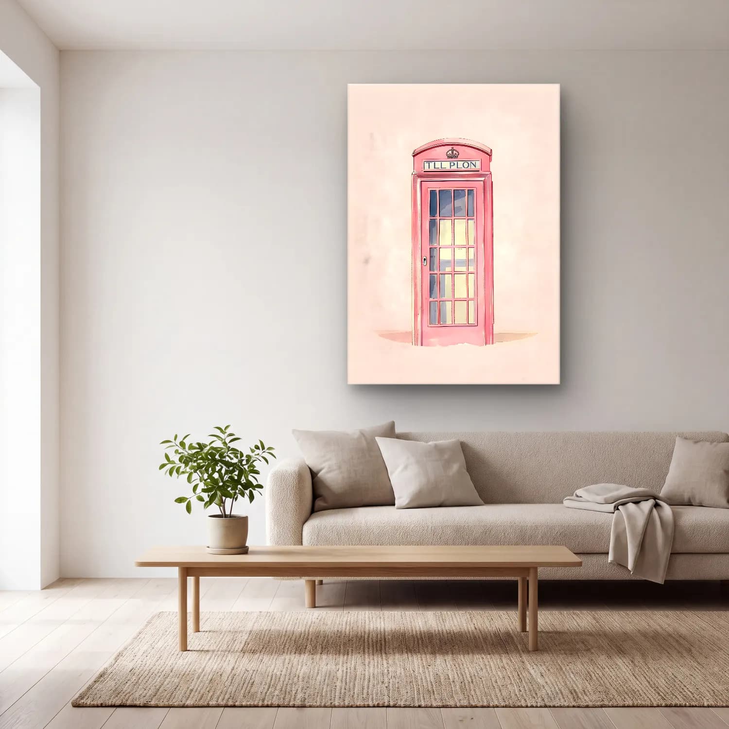 Pastel Londra No. 2 cam tablo — açık renk salonda