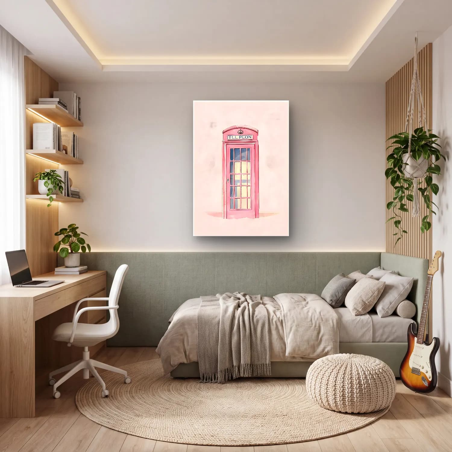 Pastel Londra No. 2 cam tablo — genç odasında