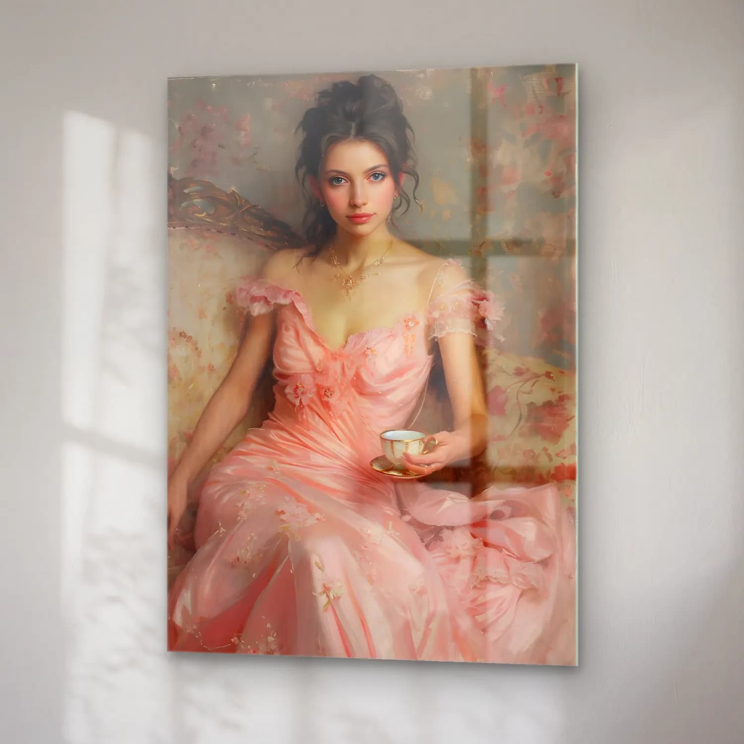Pastel Çay Fincanı No. 3 cam tablo — sağ açıdan görünüm