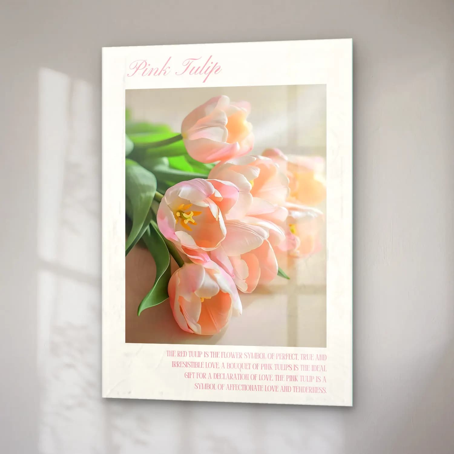 Pastel Laleler No. 6 cam tablo — sağ açıdan görünüm
