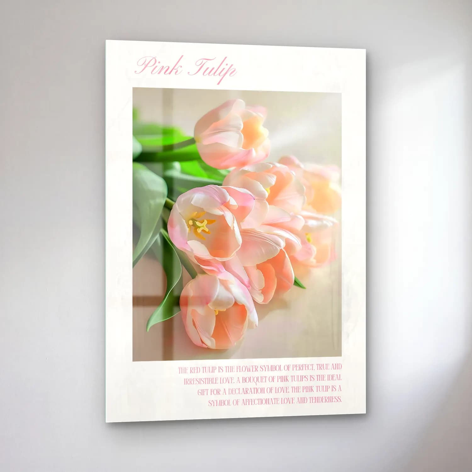 Pastel Laleler No. 6 cam tablo — sol açıdan görünüm