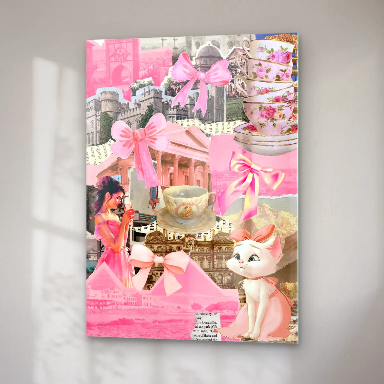 Pastel Fiyonk No. 25 cam tablo — sağ açıdan görünüm