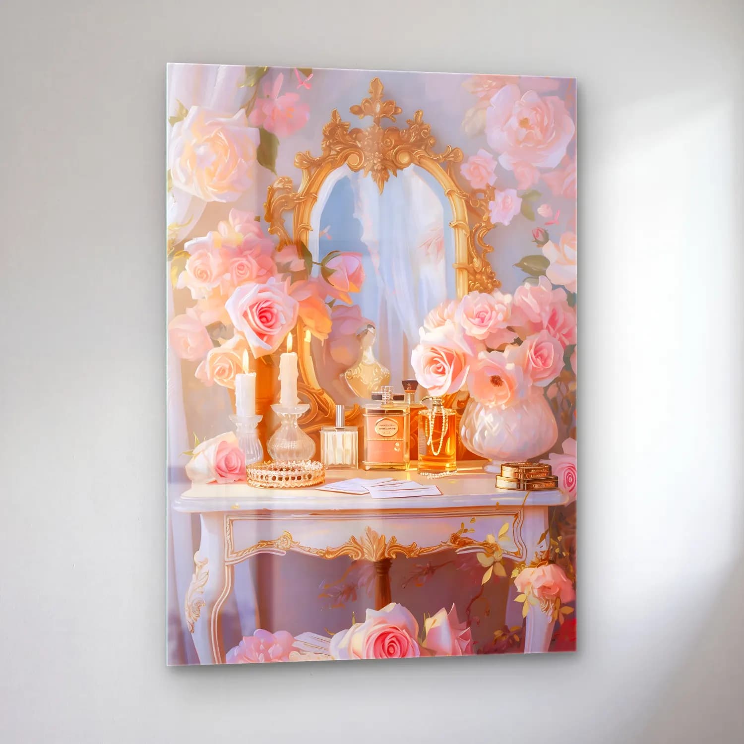 Pastel Parfüm Şişesi – Pastel Tonlar cam tablo — sol açıdan görünüm