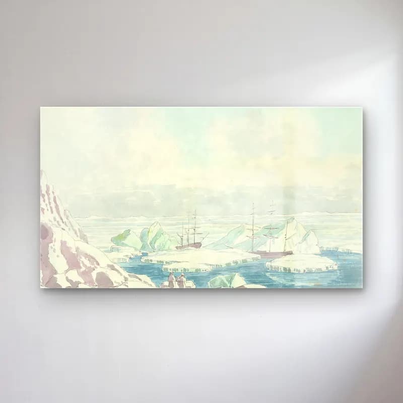 Charles Hamilton Smith – Hecla & Griper cam tablo — Charles Hamilton Smith – Hecla & Griper — vintage liman ve tekneler