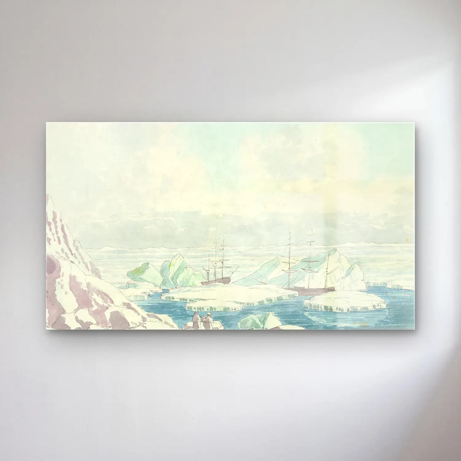Charles Hamilton Smith – Hecla & Griper cam tablo — Charles Hamilton Smith – Hecla & Griper — vintage liman ve tekneler