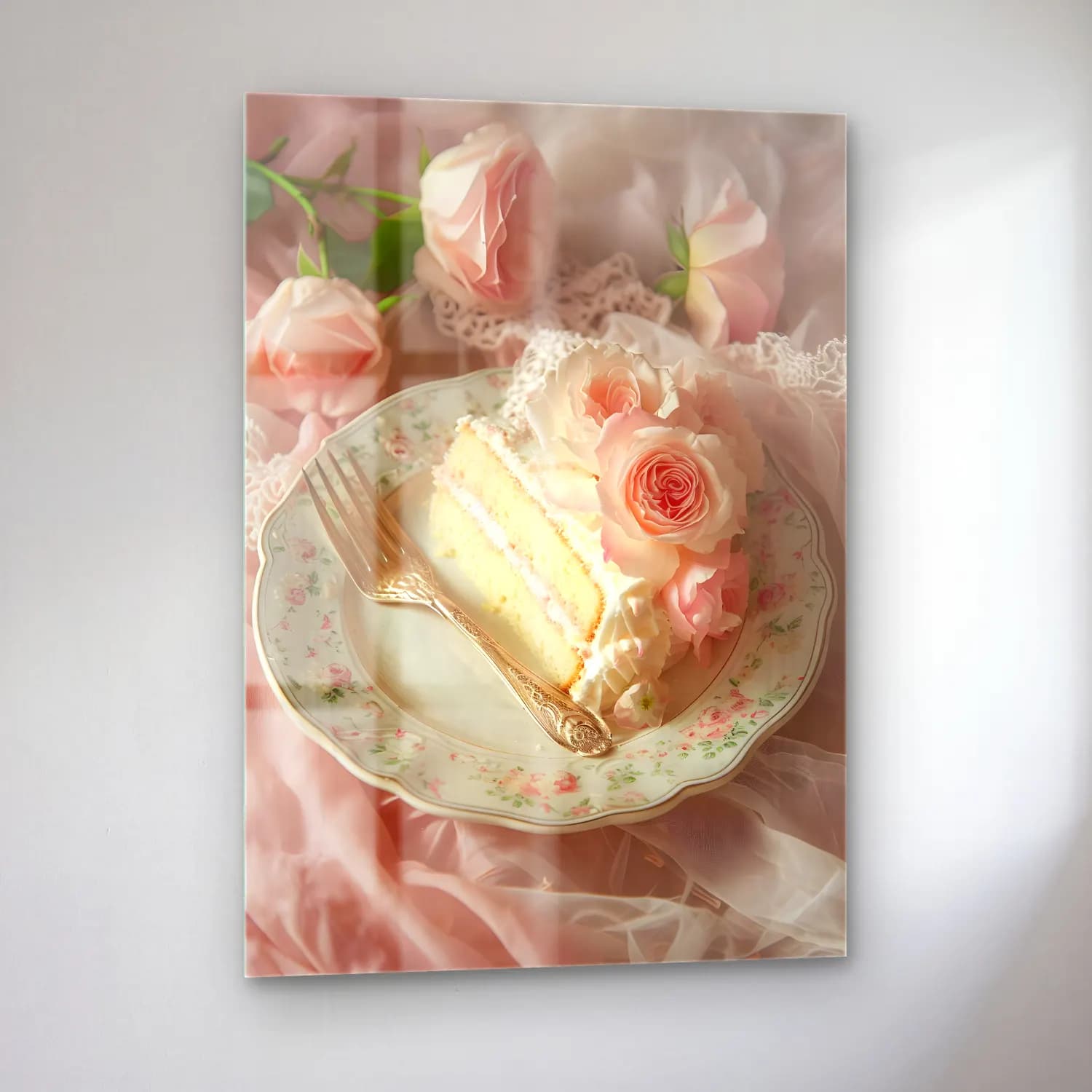 Pastel Tatlılar No. 8 cam tablo — sol açıdan görünüm