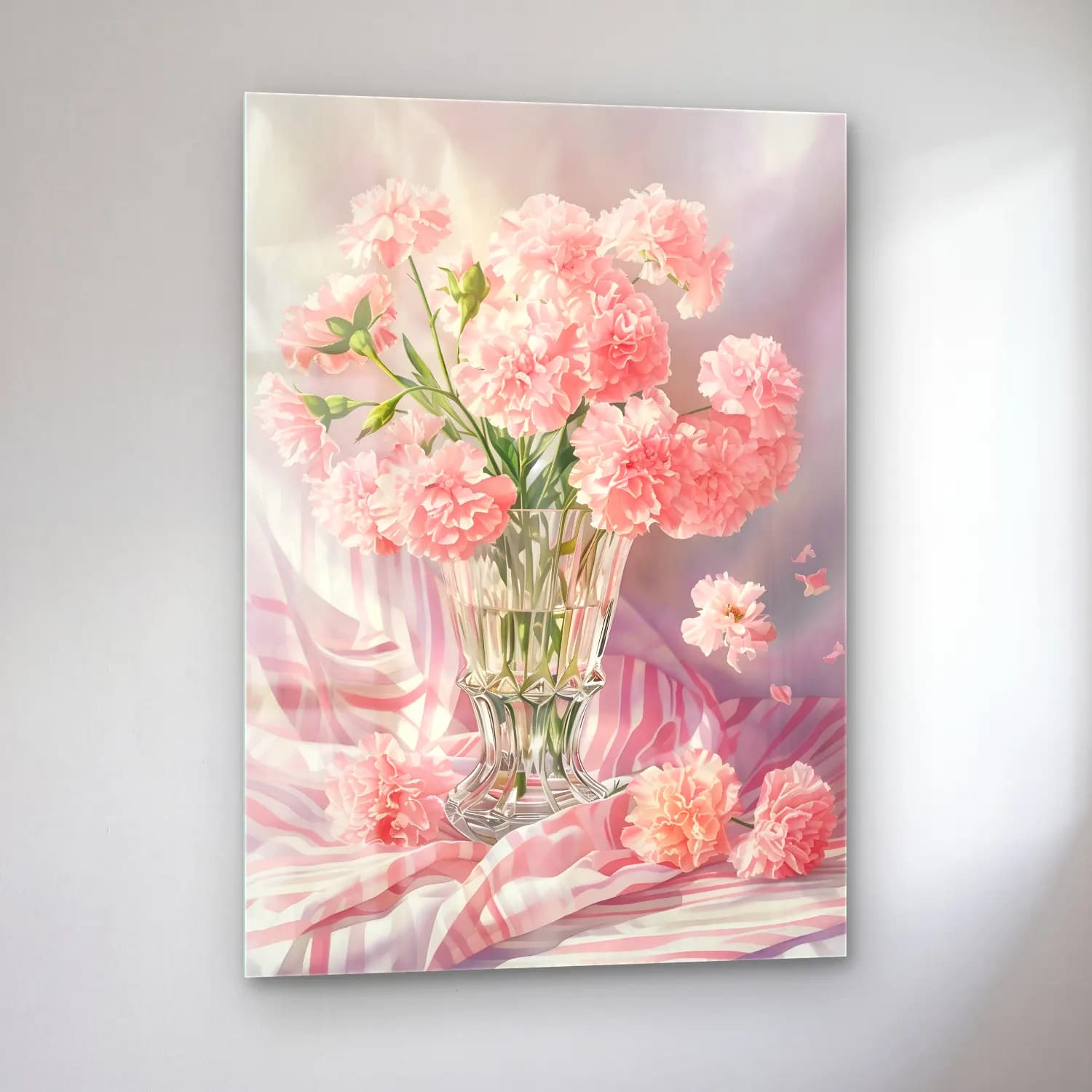Pastel Vazoda Çiçek Buketi No. 4 cam tablo — sol açıdan görünüm