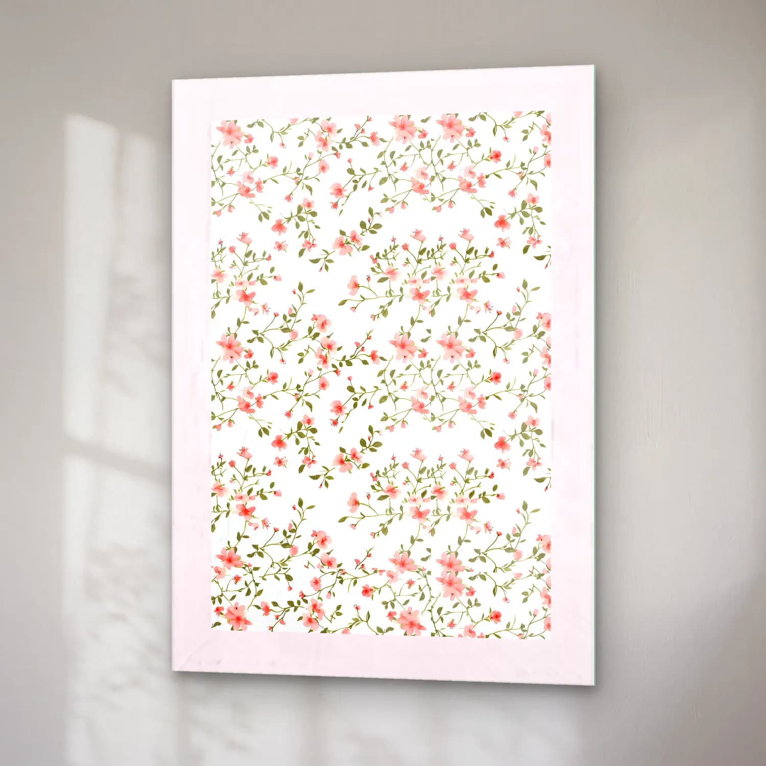 Pastel Çiçek Deseni No. 53 cam tablo — sağ açıdan görünüm