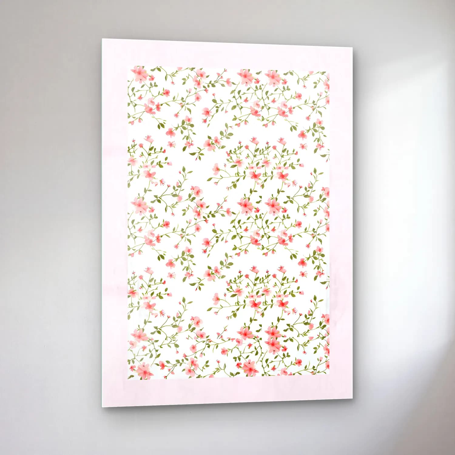 Pastel Çiçek Deseni No. 53 cam tablo — sol açıdan görünüm
