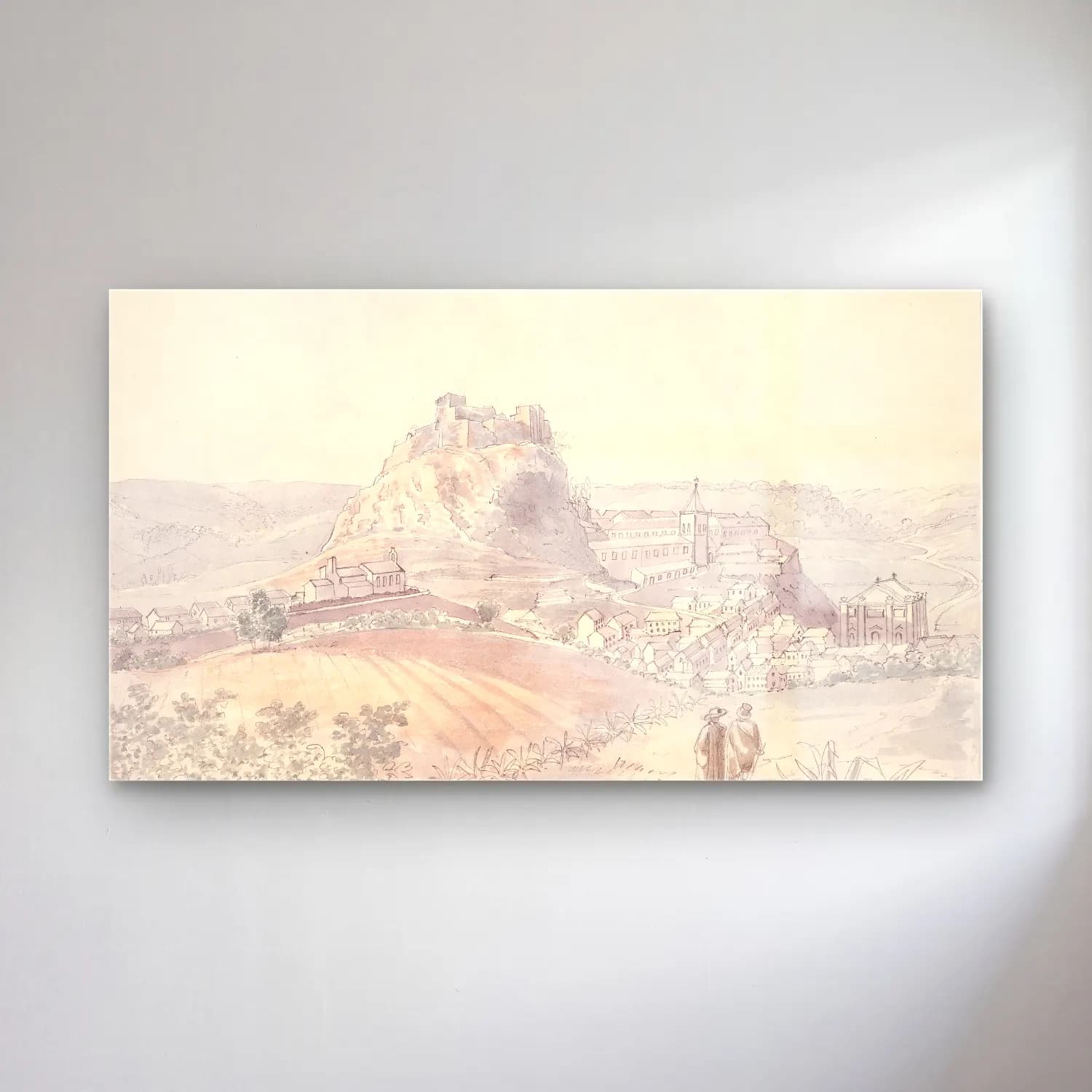 Charles Hamilton Smith – Irun River between Lumbier and Sanguesa, Navarre cam tablo — Charles Hamilton Smith – Irun River between Lumbier and Sanguesa, Navarre — vintage şato