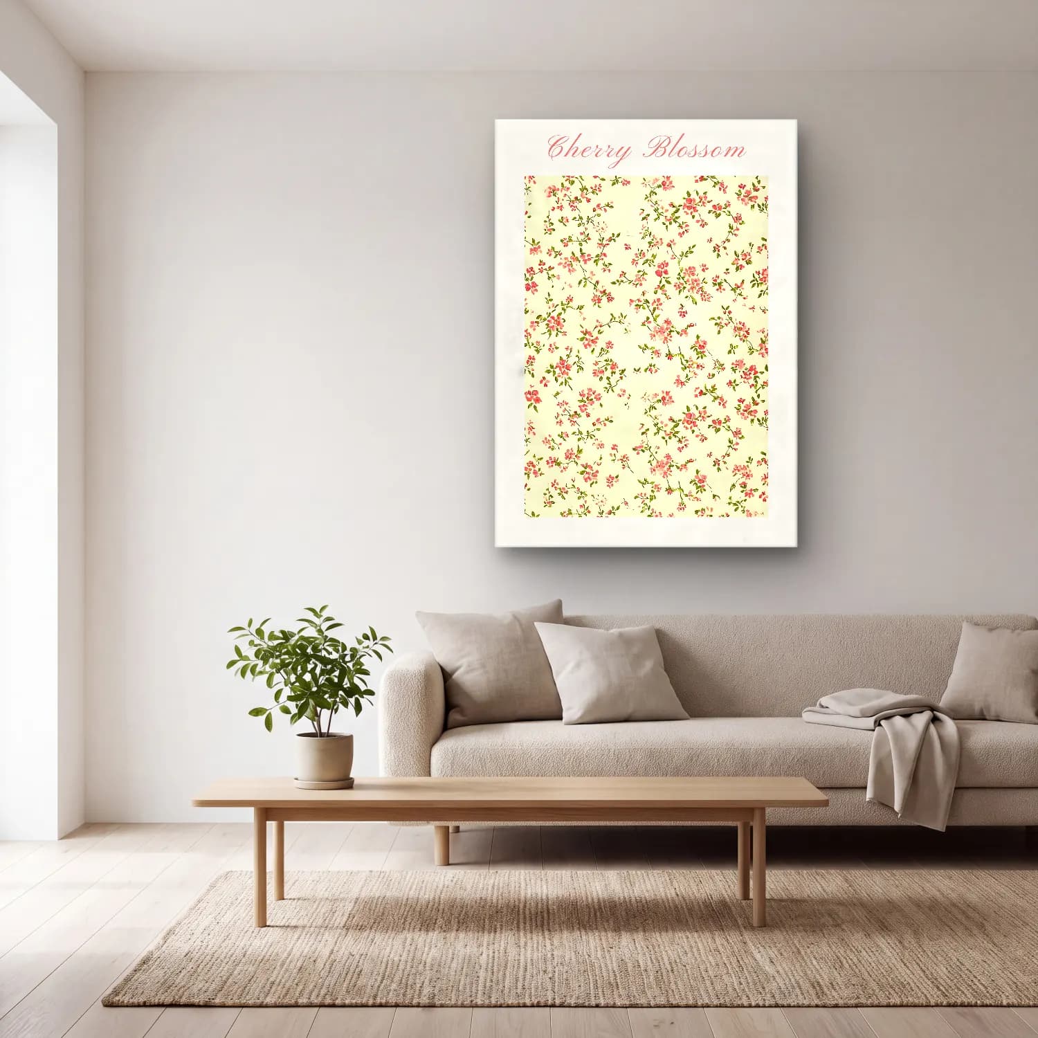 Pastel Çiçek Deseni No. 54 cam tablo — açık renk salonda