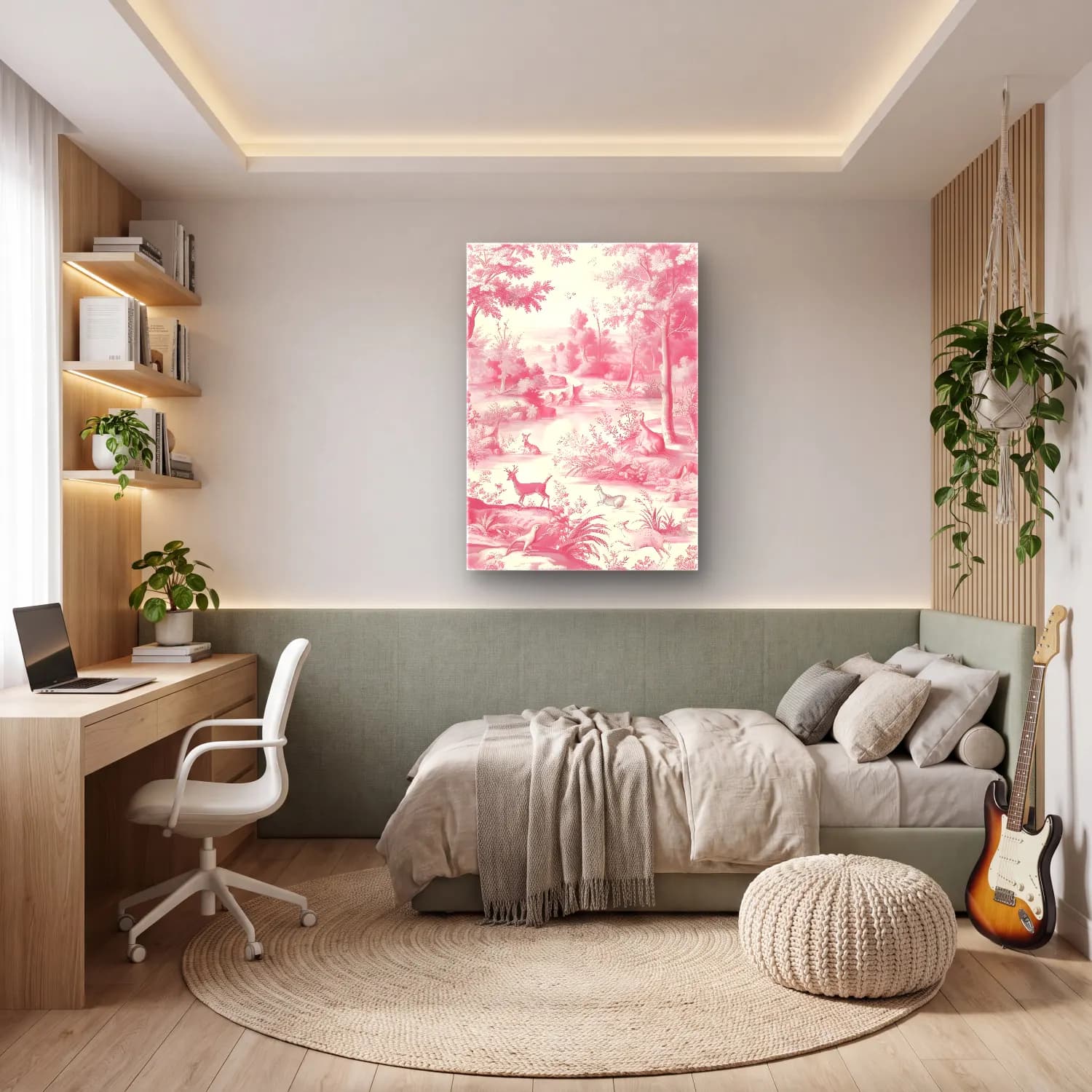 Pastel Geyik – Pembe Tonlar cam tablo — genç odasında