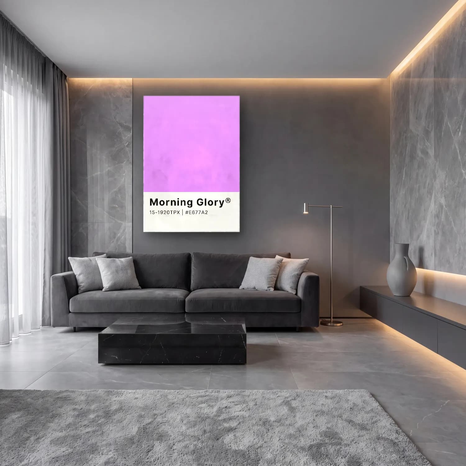 Pastel Renk Alanları No. 46 cam tablo — lüks salon duvarında