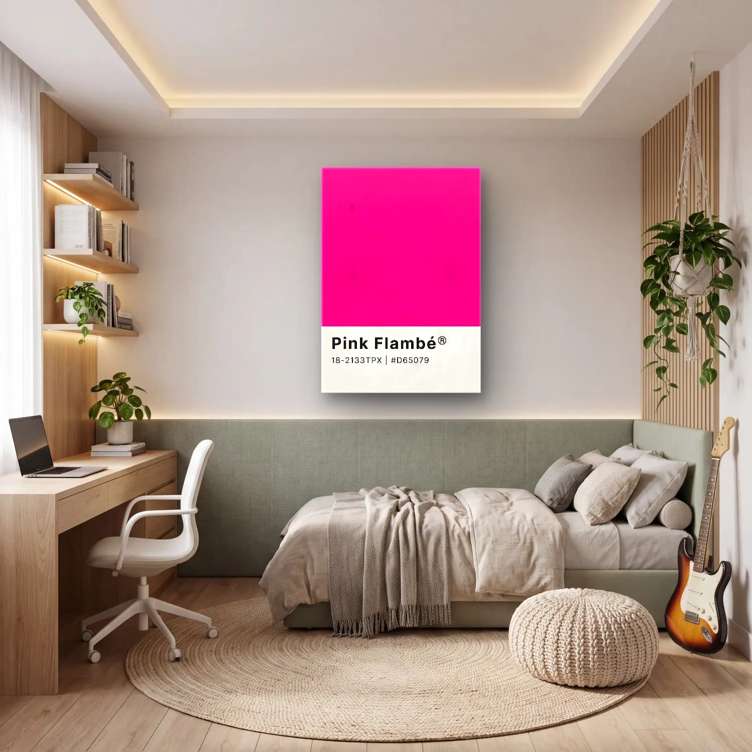 Pastel Flamingo No. 2 cam tablo — genç odasında