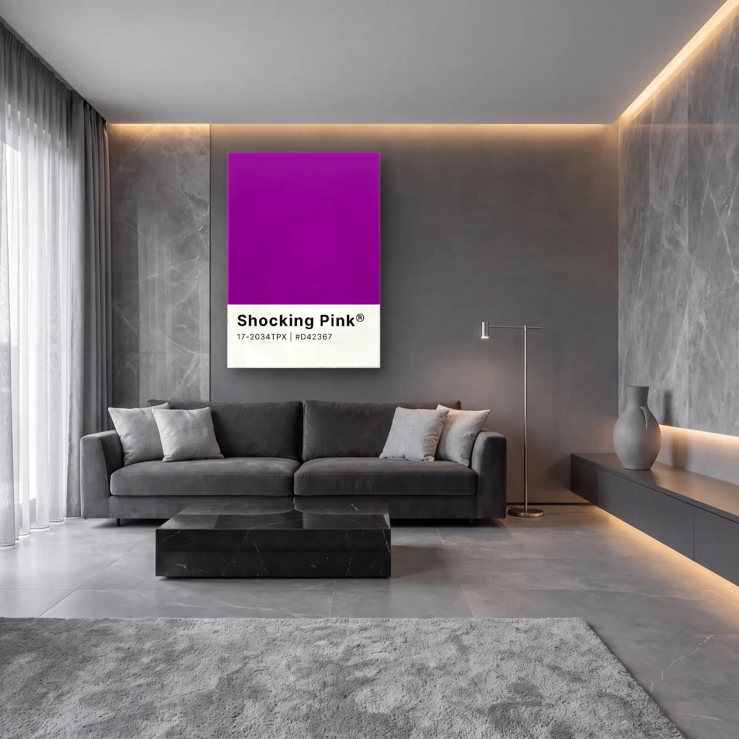 Pastel Renk Alanları No. 49 cam tablo — lüks salon duvarında