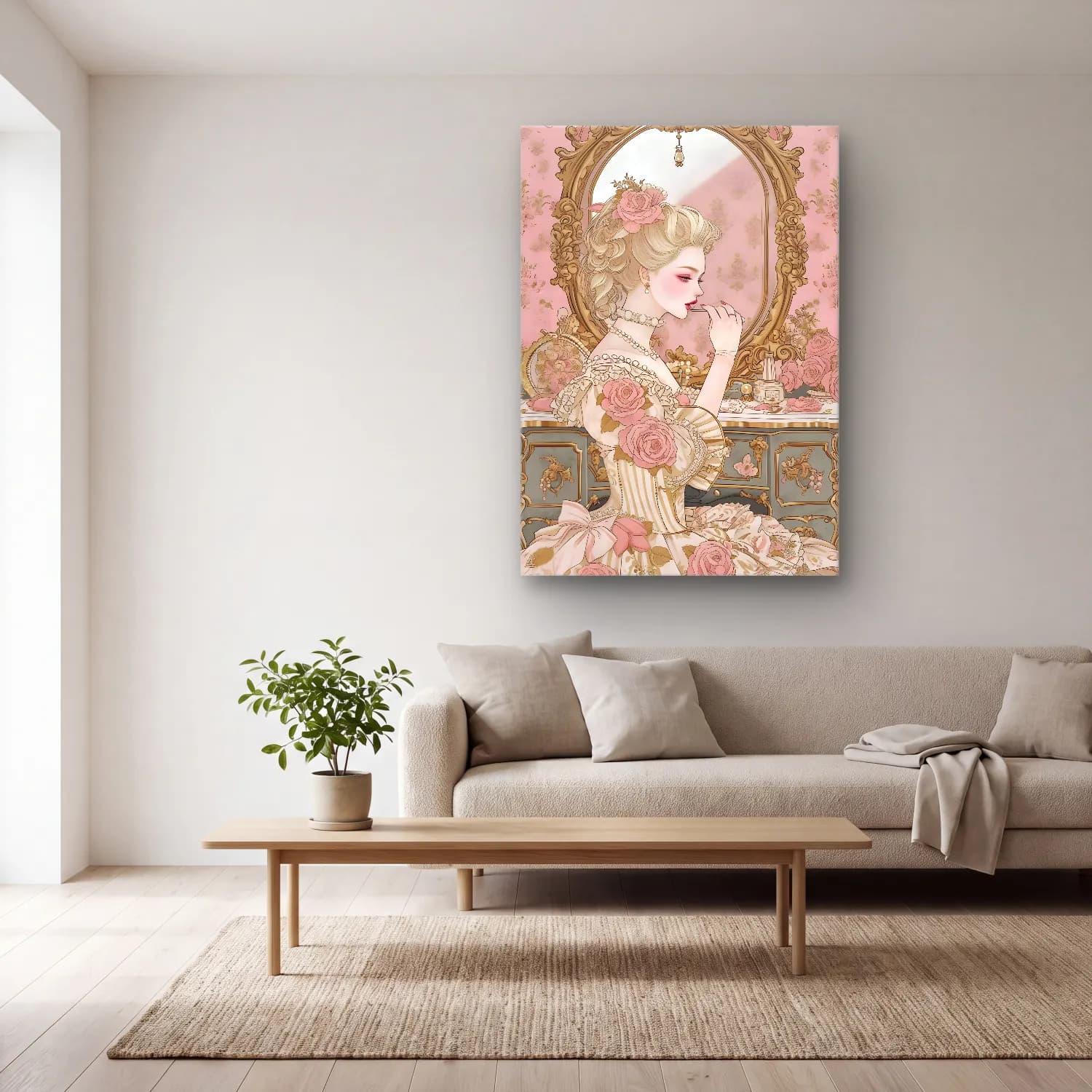 Pastel Parfüm Şişesi No. 3 cam tablo — açık renk salonda