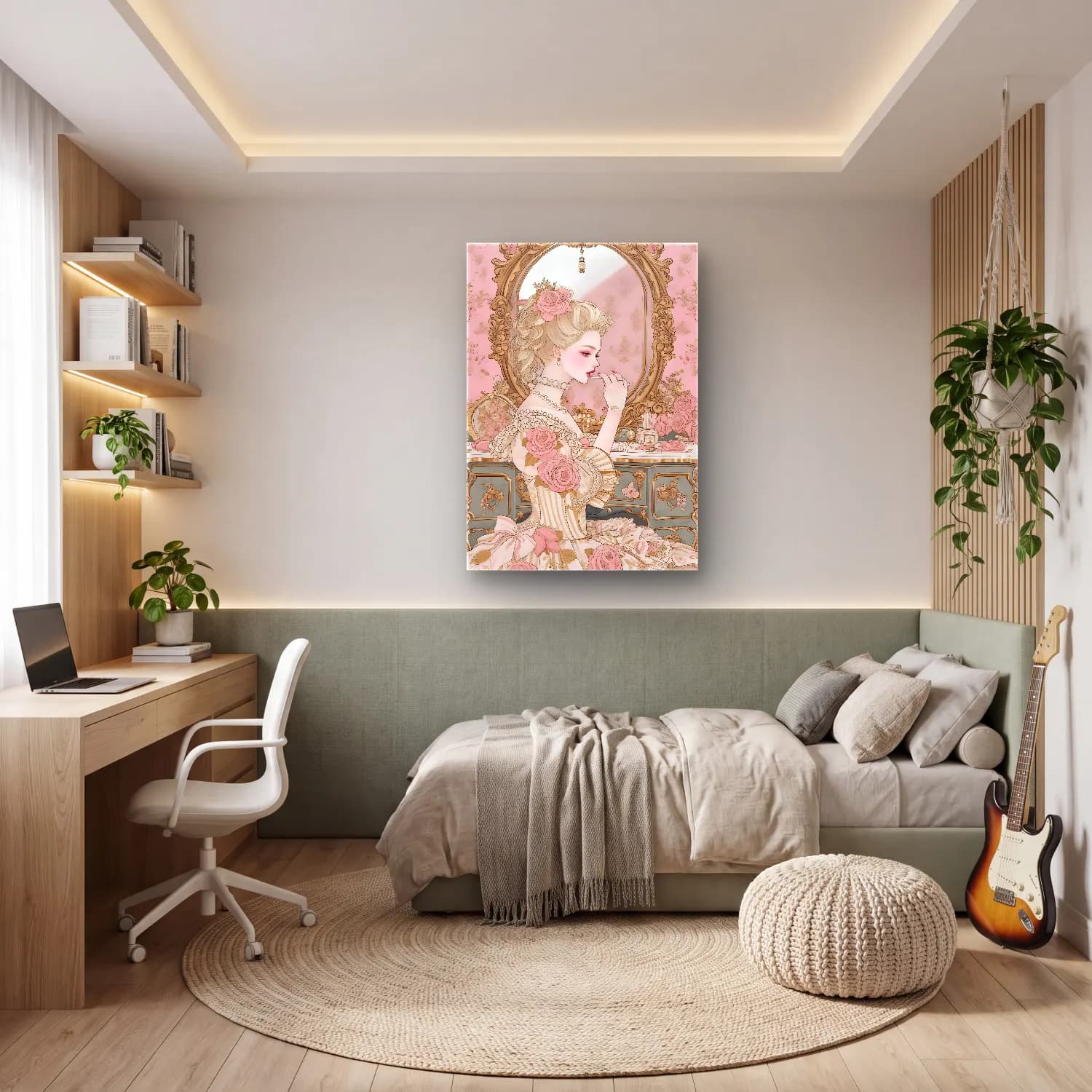 Pastel Parfüm Şişesi No. 3 cam tablo — genç odasında