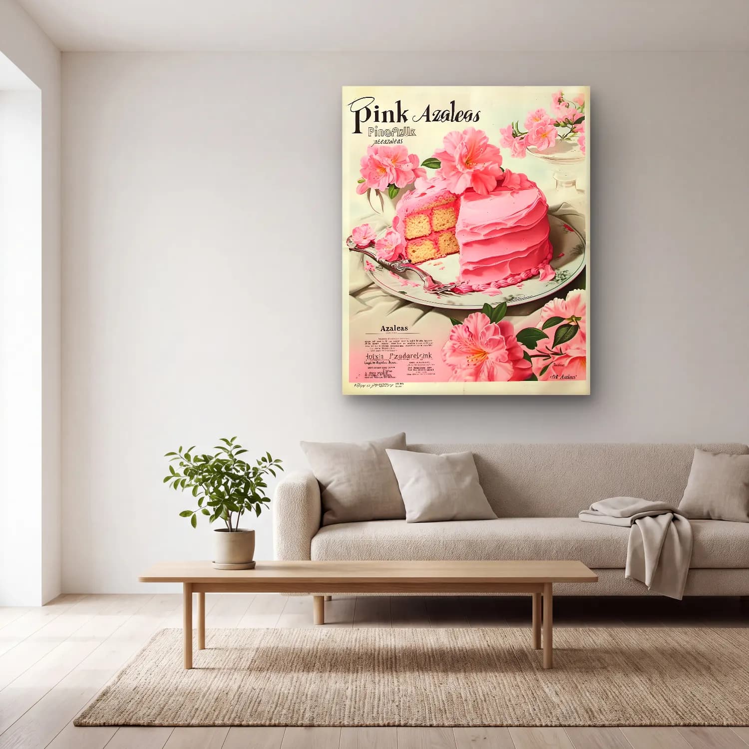Vintage Poster Tatlılar No. 4 cam tablo — açık renk salonda