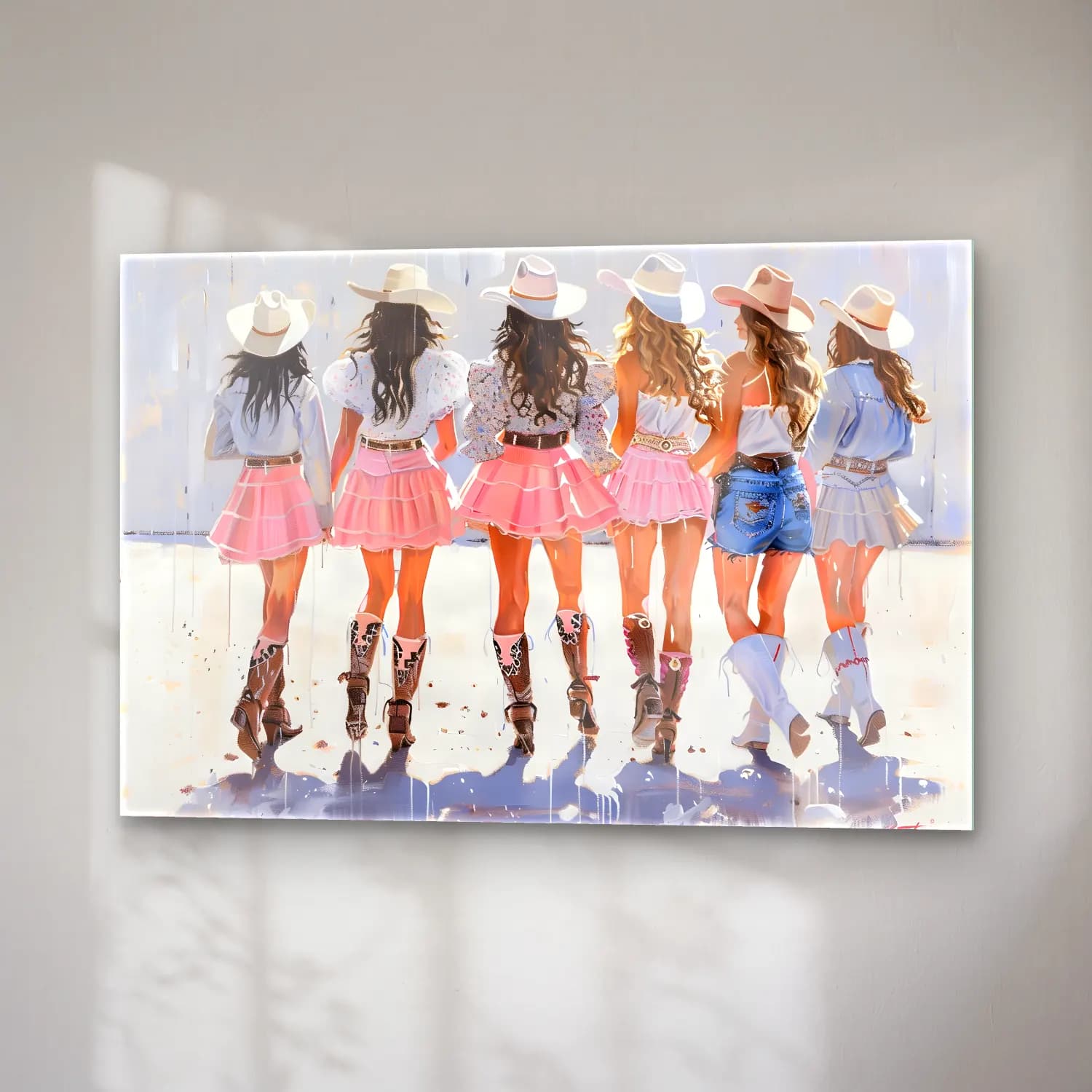 Pastel Dansçılar No. 2 cam tablo — sağ açıdan görünüm