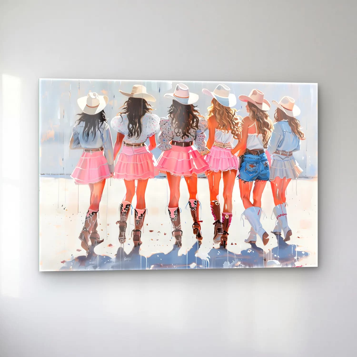 Pastel Dansçılar No. 2 cam tablo — sol açıdan görünüm