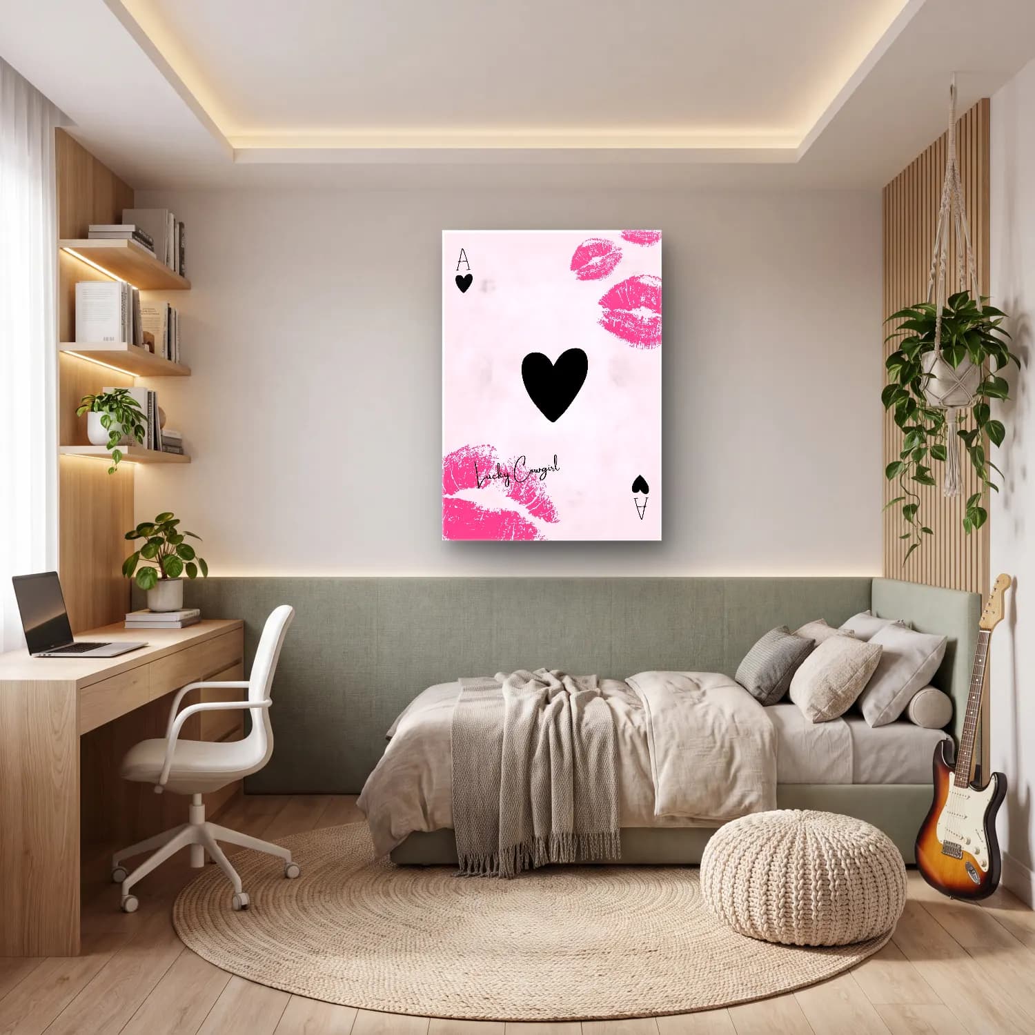 Pastel Aşıklar No. 20 cam tablo — genç odasında