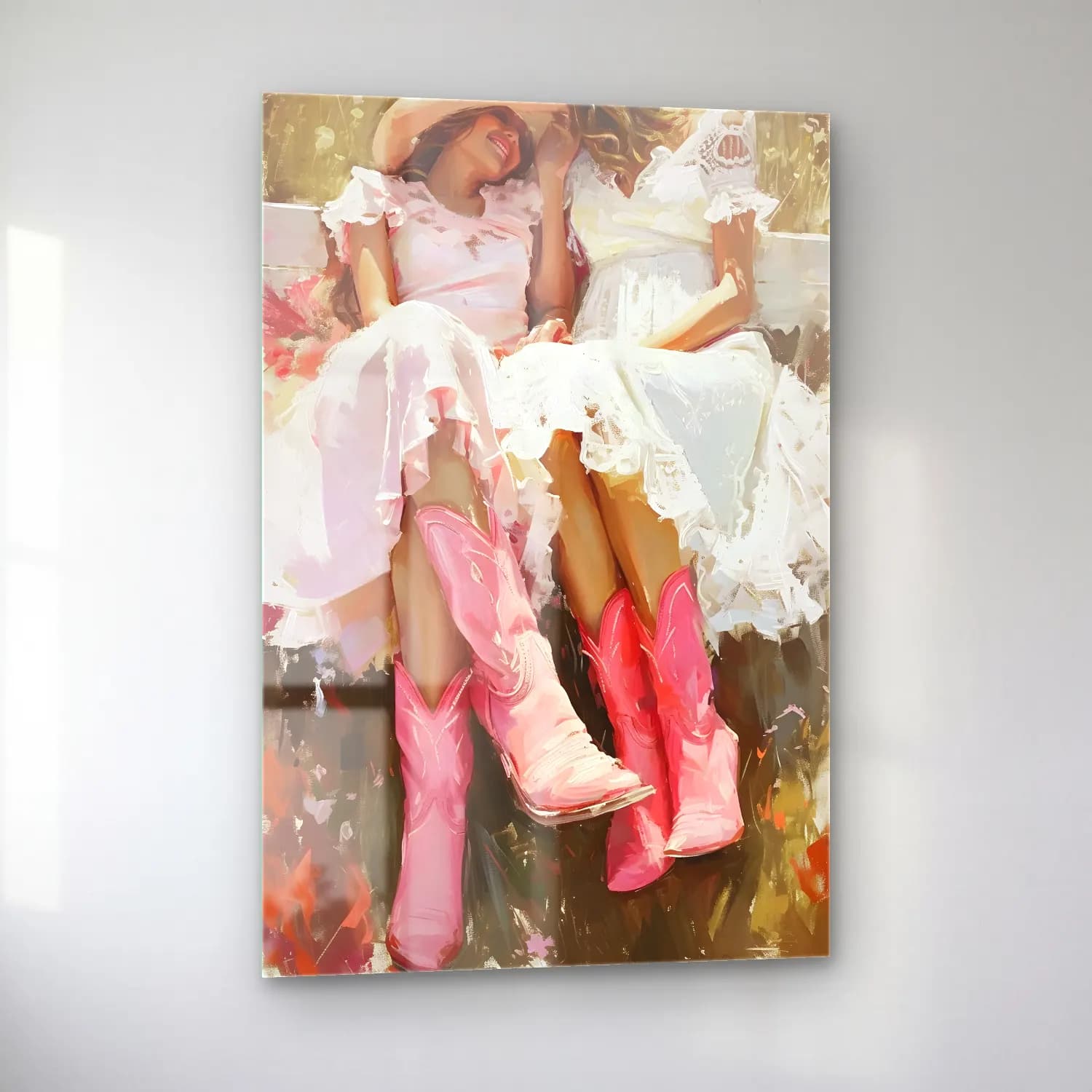 Yağlı Boya Dansçılar – Pembe Tonlar cam tablo — sol açıdan görünüm