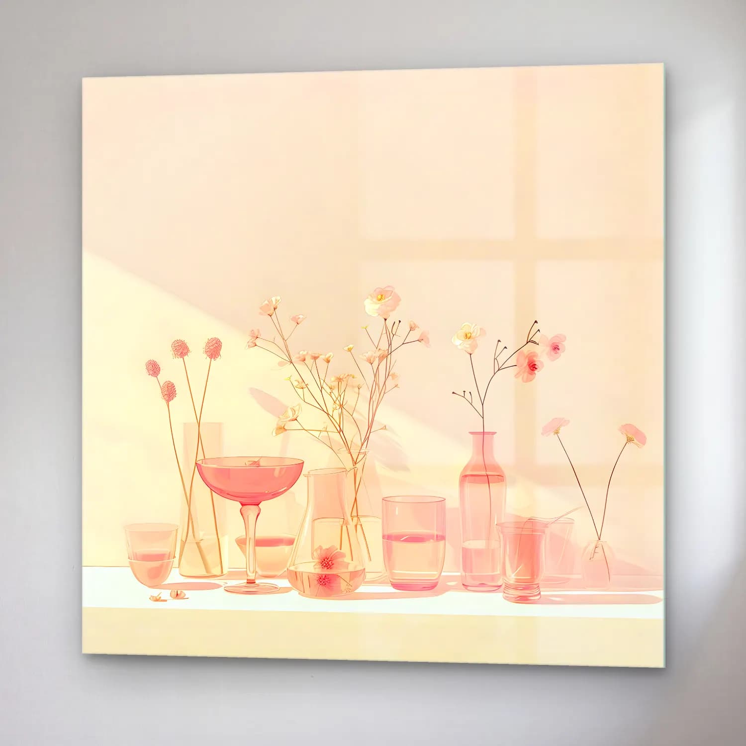 Pastel Vazo No. 6 cam tablo — sağ açıdan görünüm