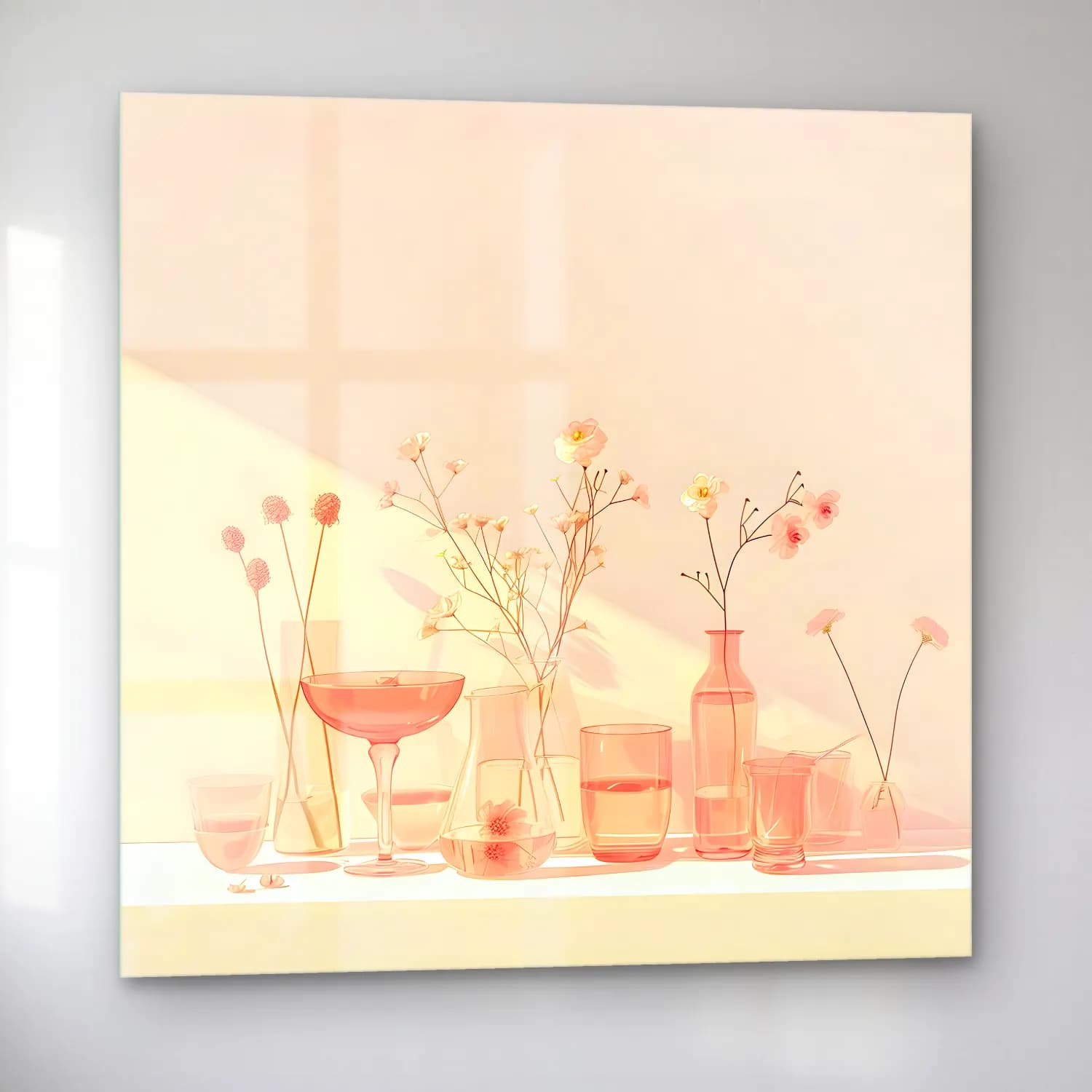 Pastel Vazo No. 6 cam tablo — sol açıdan görünüm