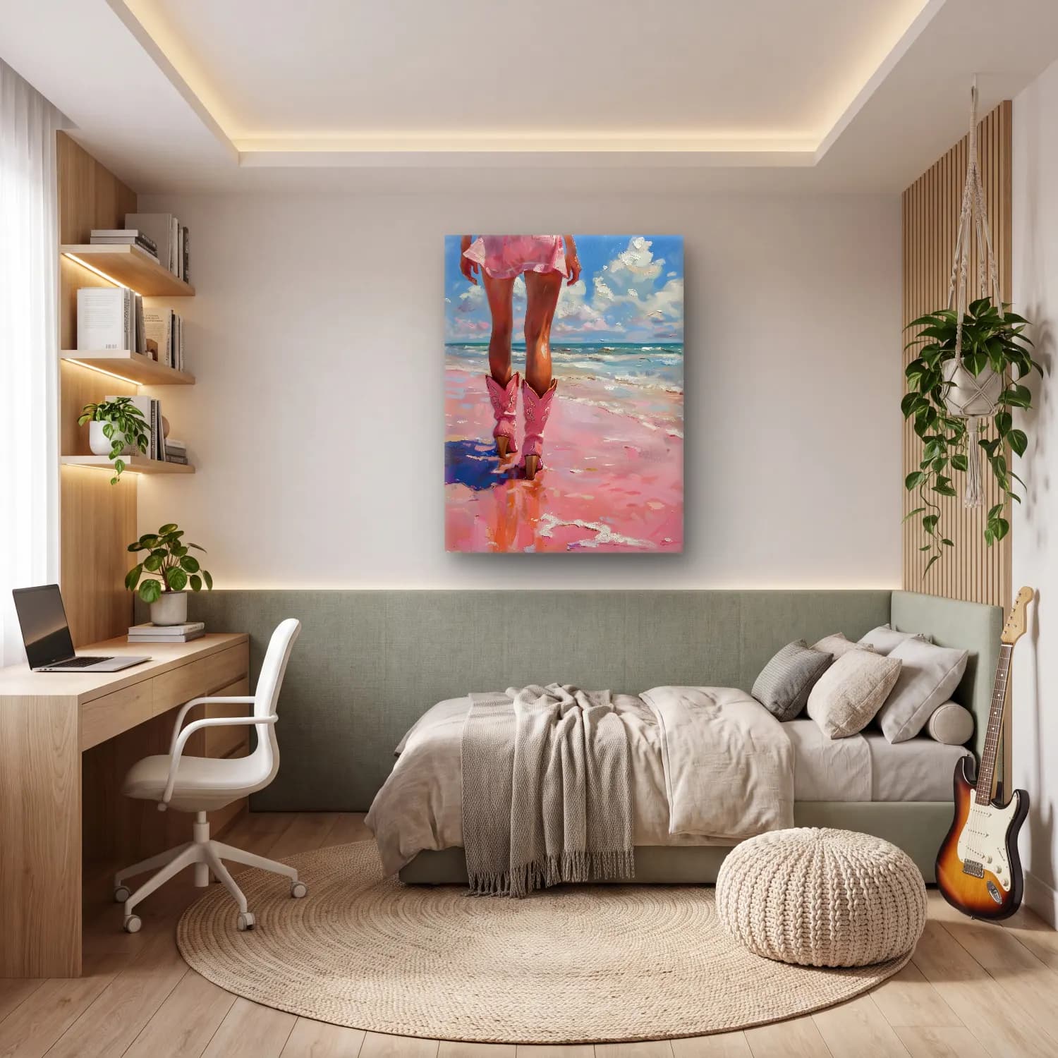 Yağlı Boya Topuklu Ayakkabı ve Çanta No. 7 cam tablo — genç odasında