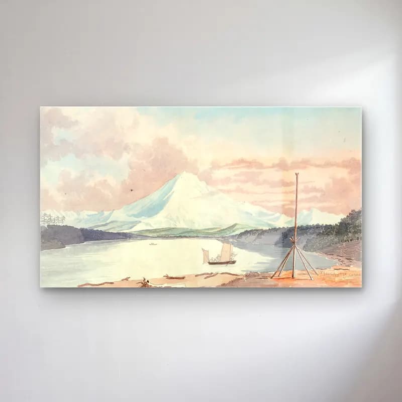Charles Hamilton Smith – Mount Rainier from the South Part of Admiralty Inlet cam tablo — Charles Hamilton Smith – Mount Rainier from the South Part of Admiralty Inlet — japon baskı göl ve dağlar