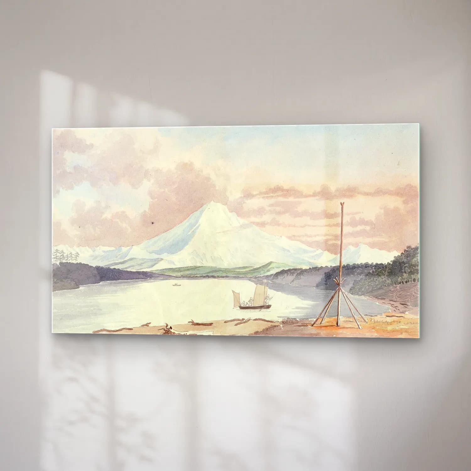 Charles Hamilton Smith – Mount Rainier from the South Part of Admiralty Inlet cam tablo — sağ açıdan görünüm