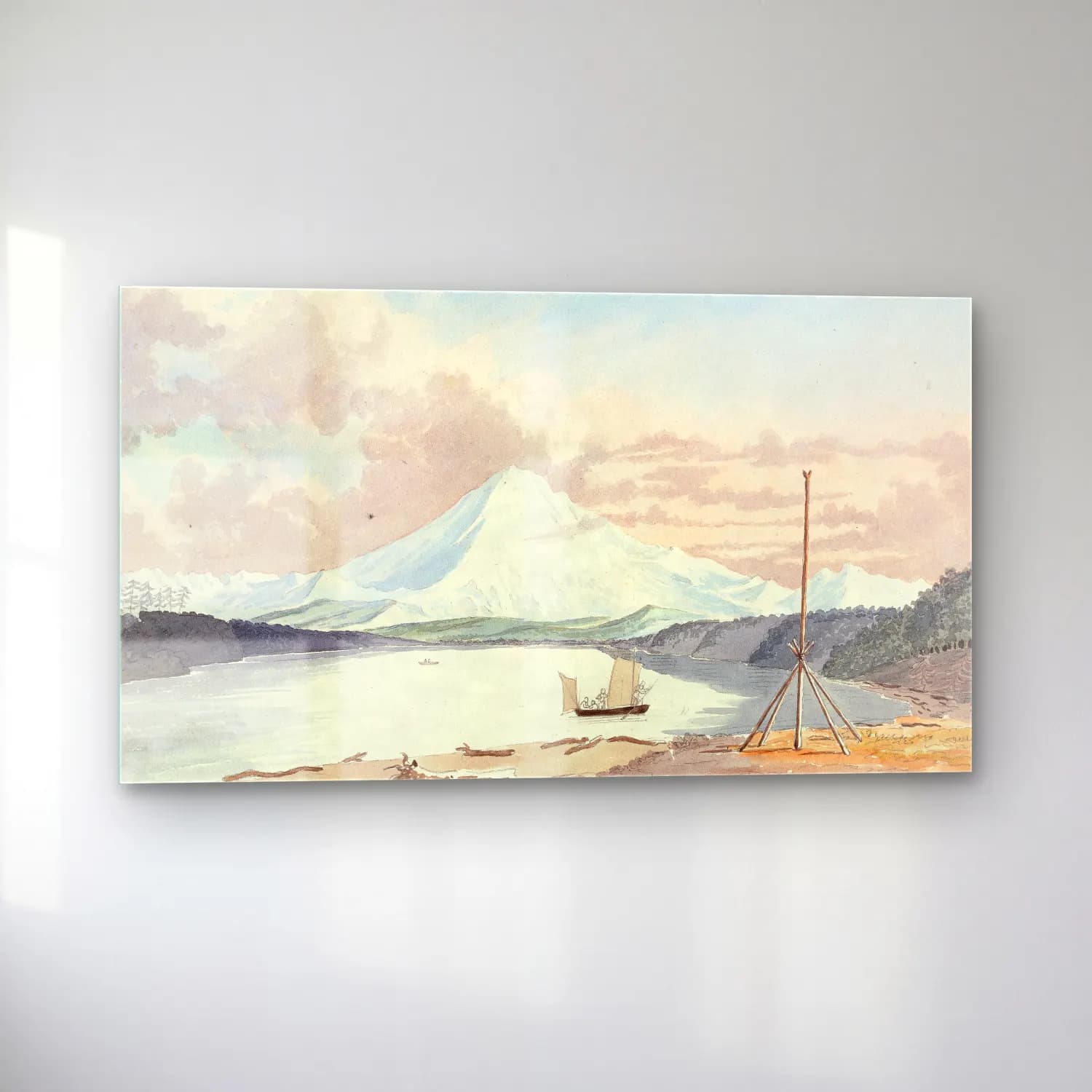 Charles Hamilton Smith – Mount Rainier from the South Part of Admiralty Inlet cam tablo — sol açıdan görünüm