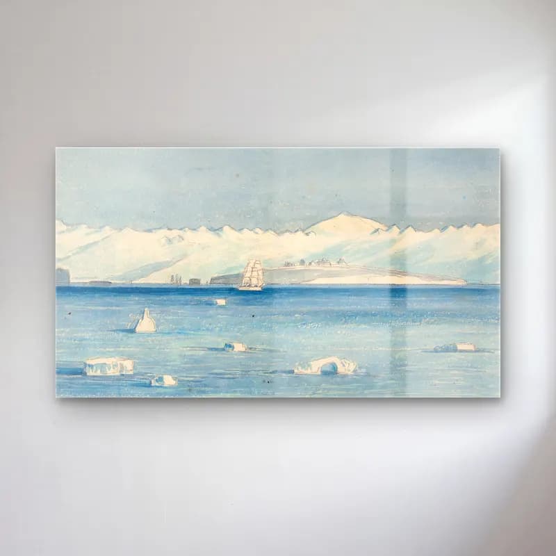 Charles Hamilton Smith – Mount Sabine & Possessions Island cam tablo — Charles Hamilton Smith – Mount Sabine & Possessions Island — suluboya karlı kış manzarası