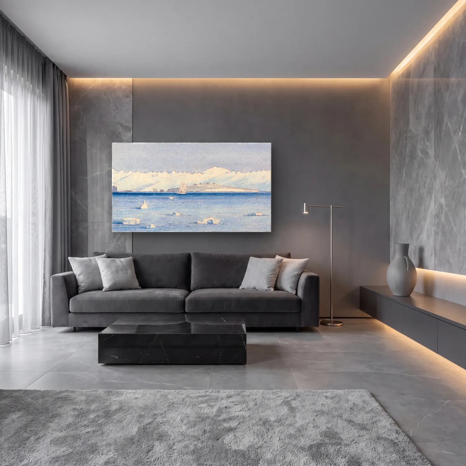 Charles Hamilton Smith – Mount Sabine & Possessions Island cam tablo — lüks salon duvarında