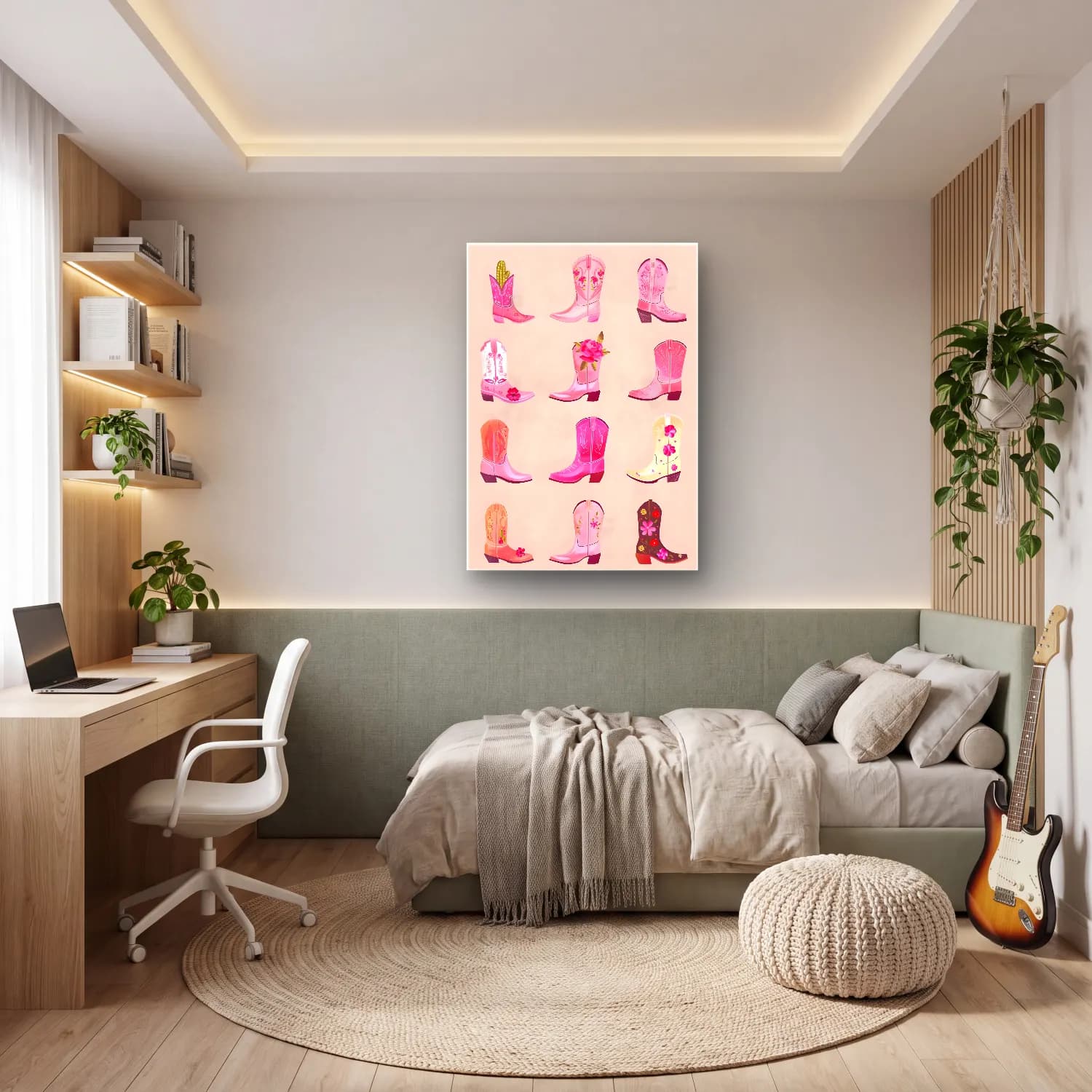 Pastel Topuklu Ayakkabı ve Çanta No. 4 cam tablo — genç odasında