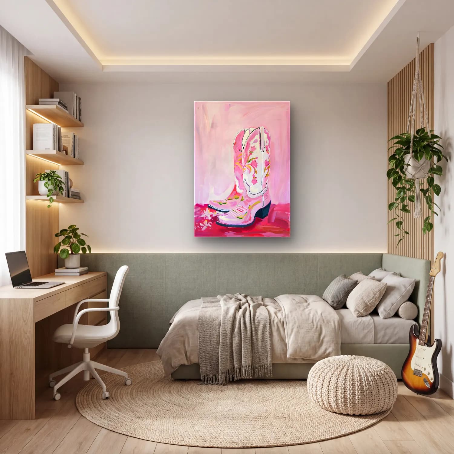 Pastel Topuklu Ayakkabı ve Çanta No. 9 cam tablo — genç odasında