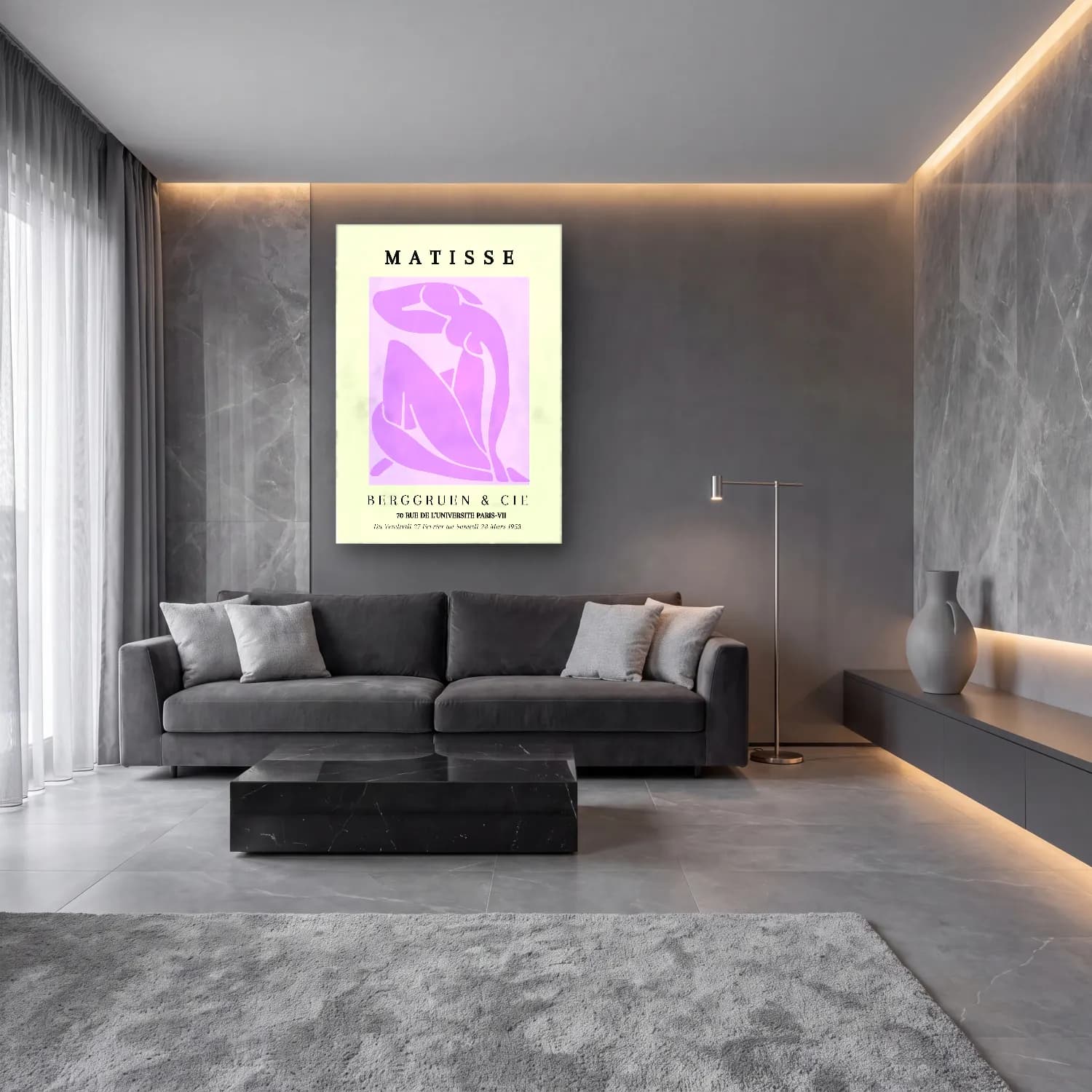 Pastel Kadın Silueti No. 3 cam tablo — lüks salon duvarında