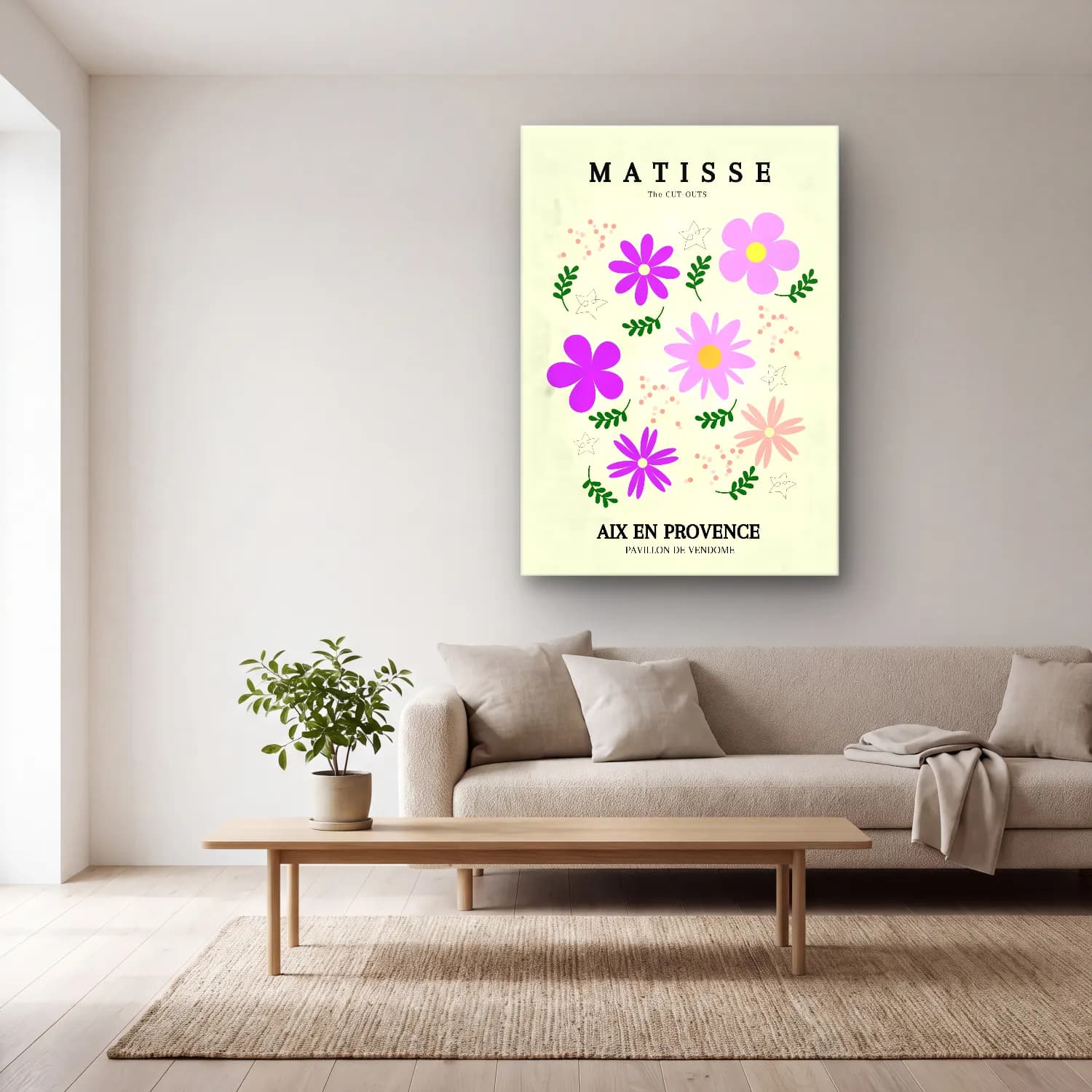 Pastel Çiçek Deseni No. 57 cam tablo — açık renk salonda