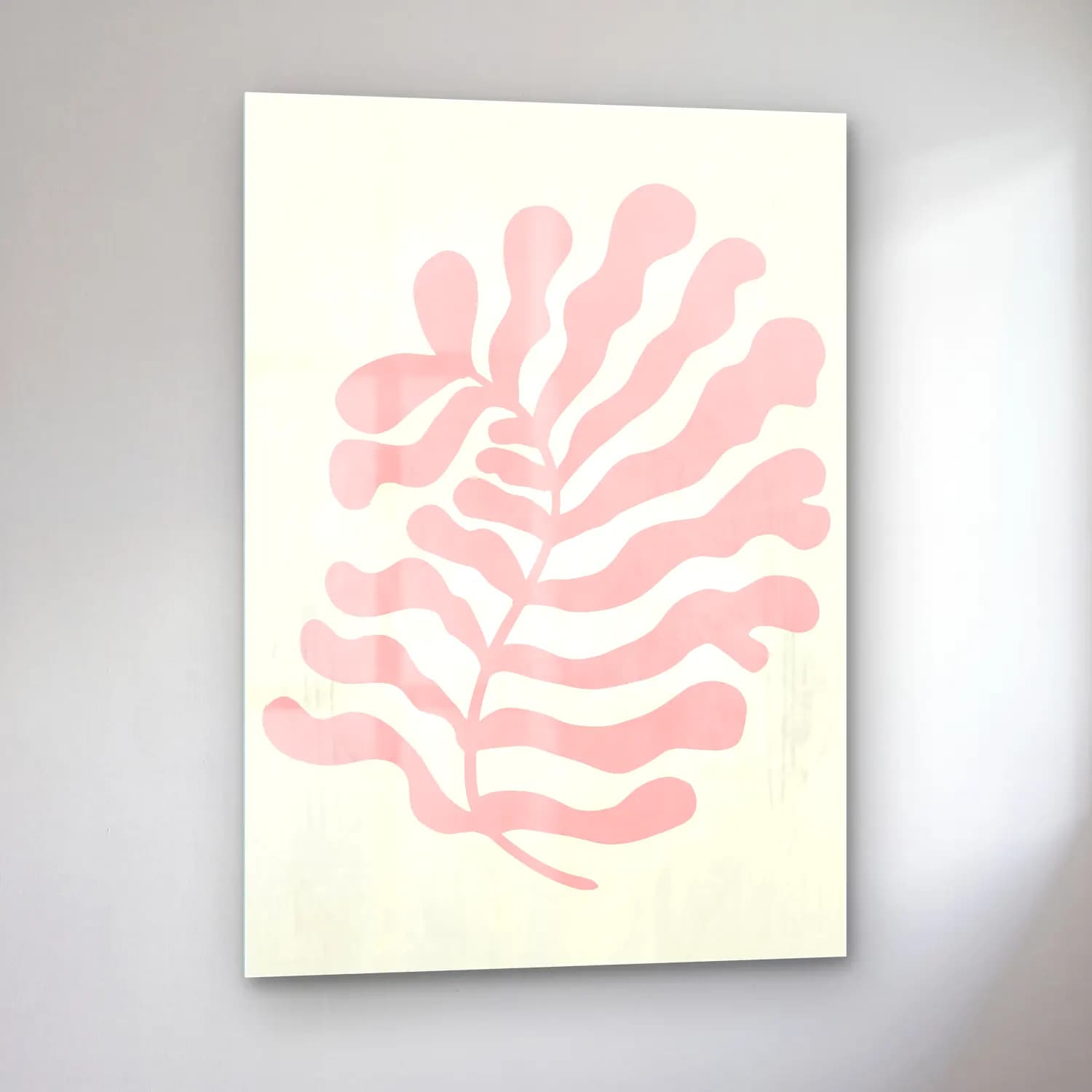 Pastel Eğrelti Otu – Pembe Tonlar cam tablo — sol açıdan görünüm