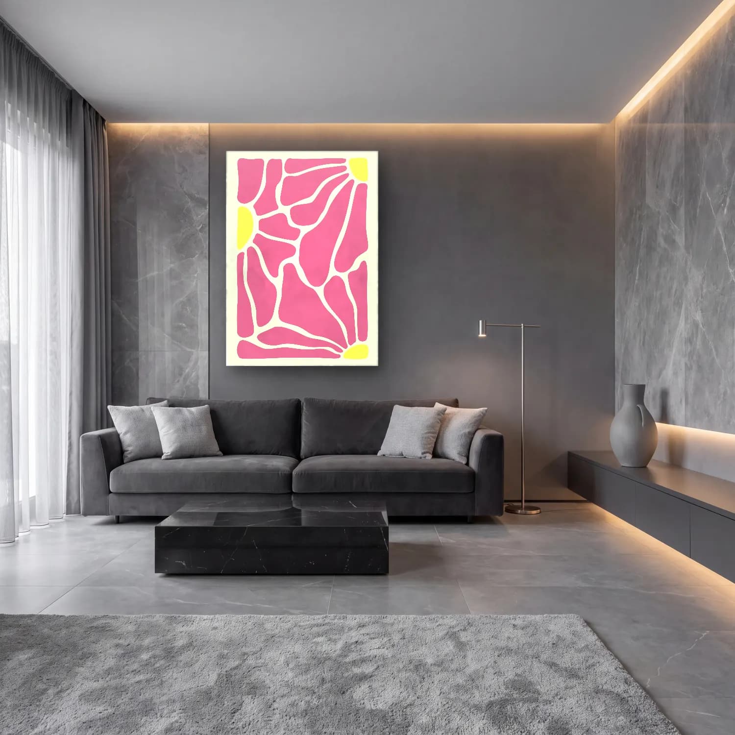 Pastel Anatomi Çizimi No. 4 cam tablo — lüks salon duvarında